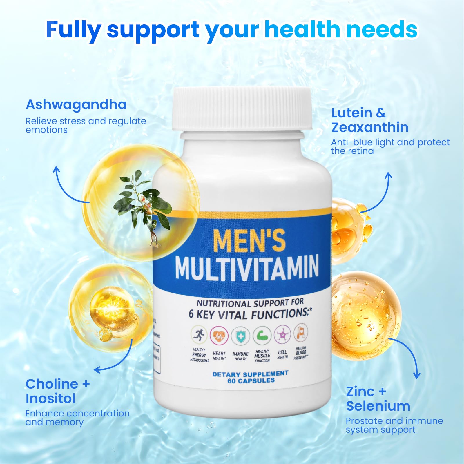 ssumiao Men's Multivitamins Contain 50+ Nutrients Including Vitamin D Daily, Supplement with Vitamin B12, Zinc, Magnesium, Men's Once Daily Multivitamin - 60 Tablets ssumiaoAu supplements