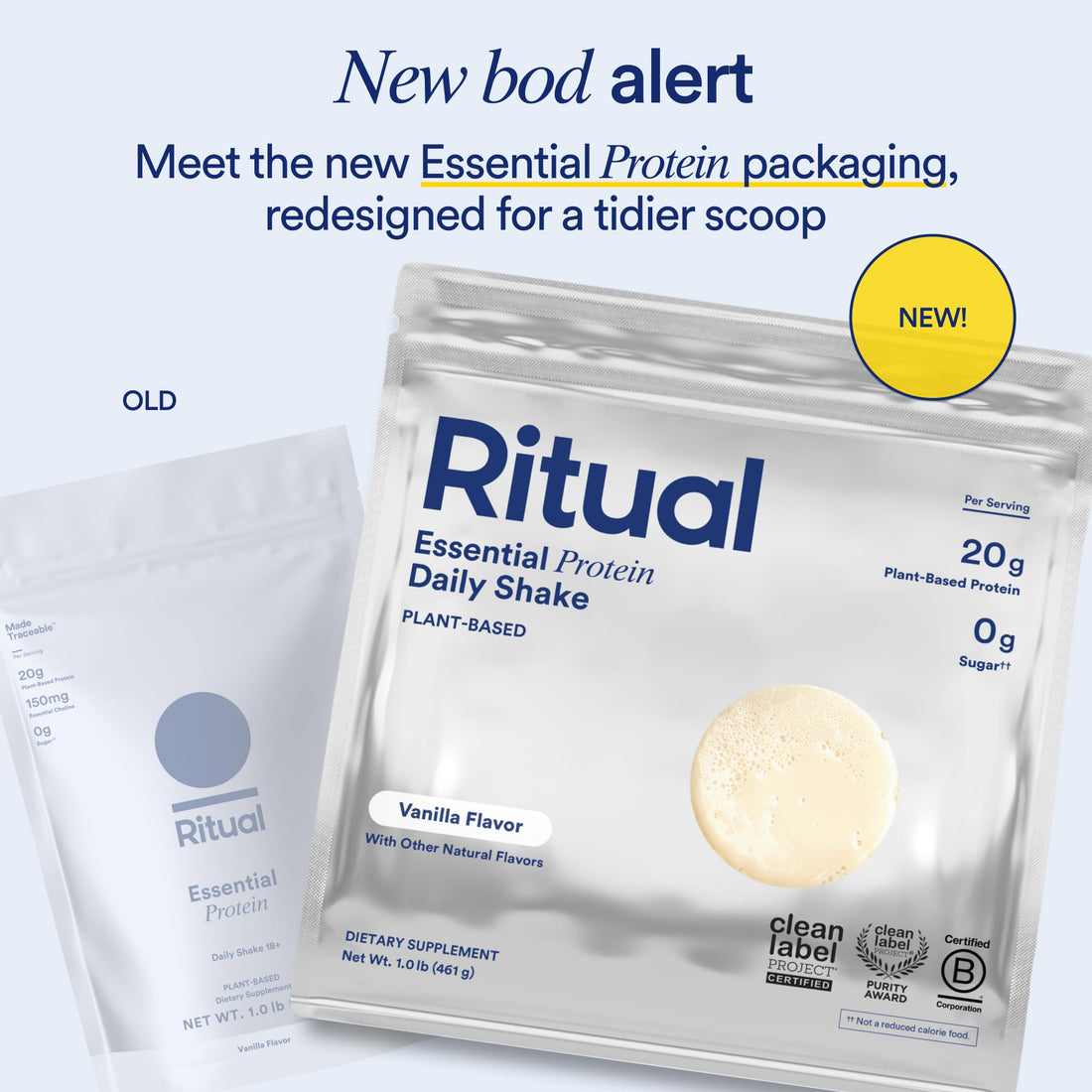 Ritual Pea Protein Powder with BCAA: 20g Organic Vegan Plant-Based Protein from Regenerative Farms in North America, Complete Amino Acid Profile, Gluten Free, Sugar Free‡, Dairy Free, Vanilla, 1 Lbs RitualUS supplements
