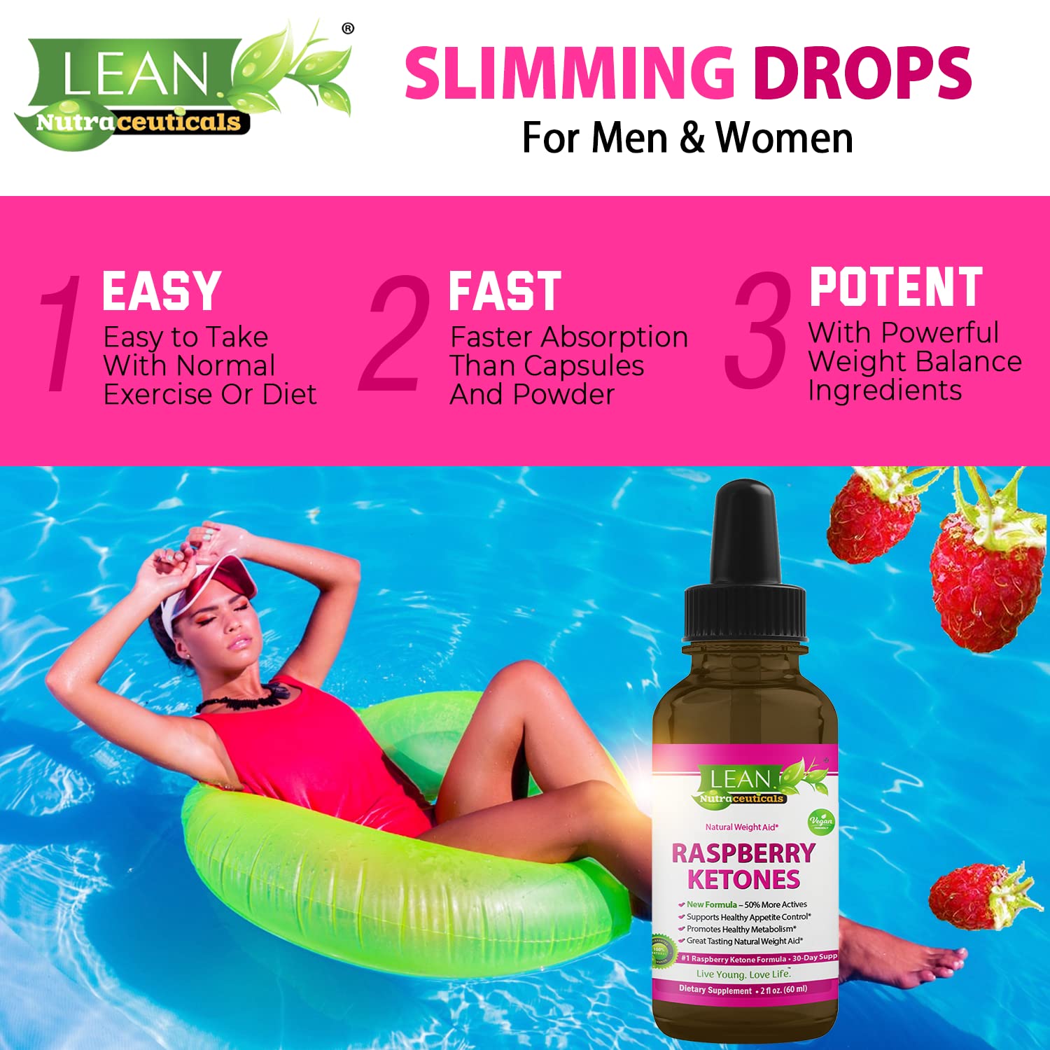 Weight Loss Perfect Keto Raspberry Ketone Drops, Appetite Suppressant Fat Burner LEAN NutraceuticalsUS supplements