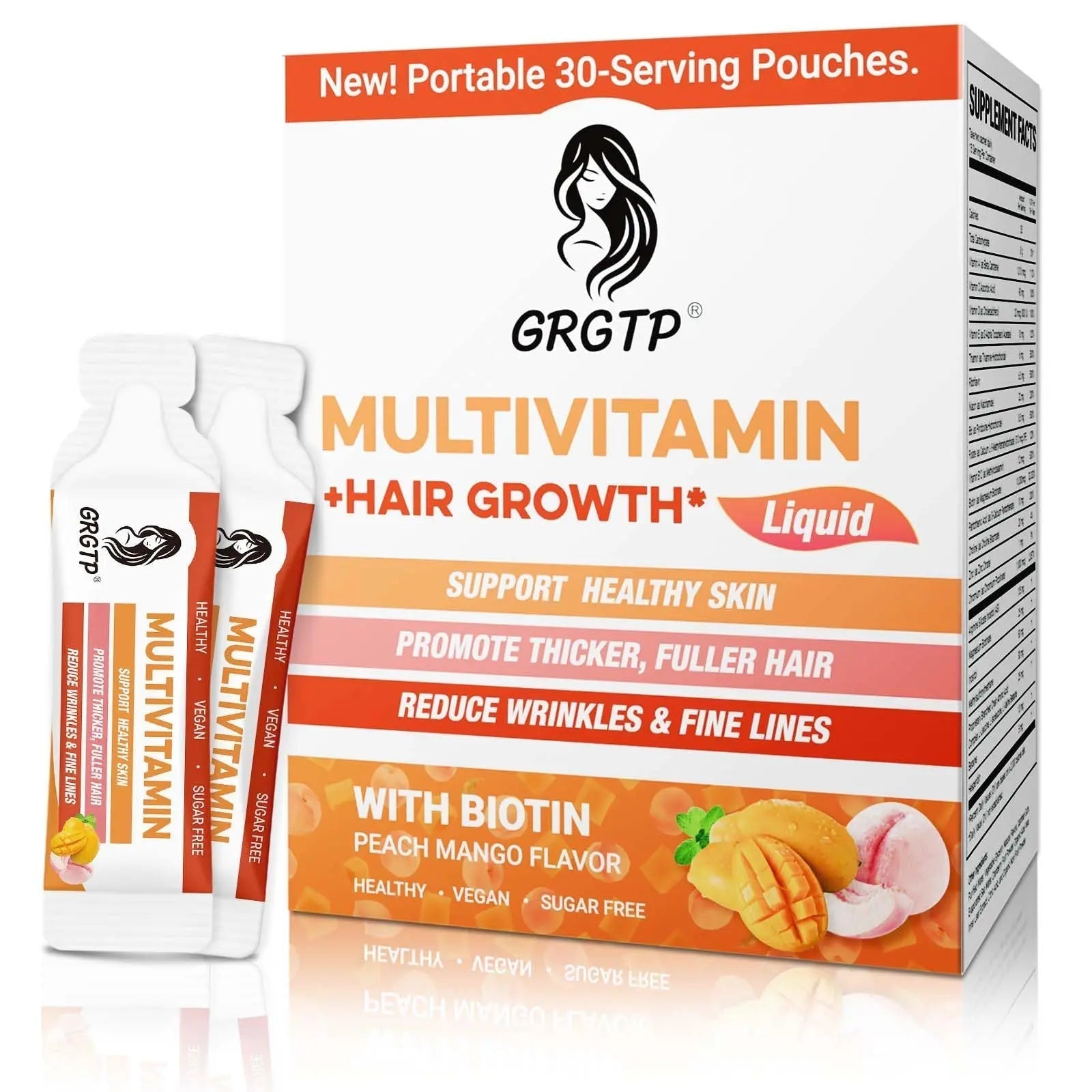 Liquid Multivitamin + Hair Growth | Biotin 10000mcg | Support Healthy Skin,Promote Thicker,Fuller Hair,Reduce Wrinkles & Fine Lines | 15.22 Fl Oz GRGTPAu supplements