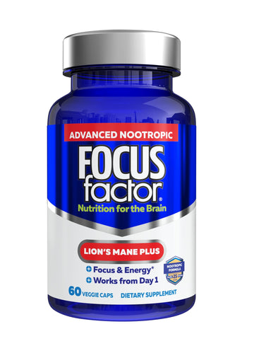 Focus Factor Lions Mane Plus, Advanced Nootropic with L-Theanine, Caffeine, Focus and Energy (60 Count) Focus FactorAu supplements