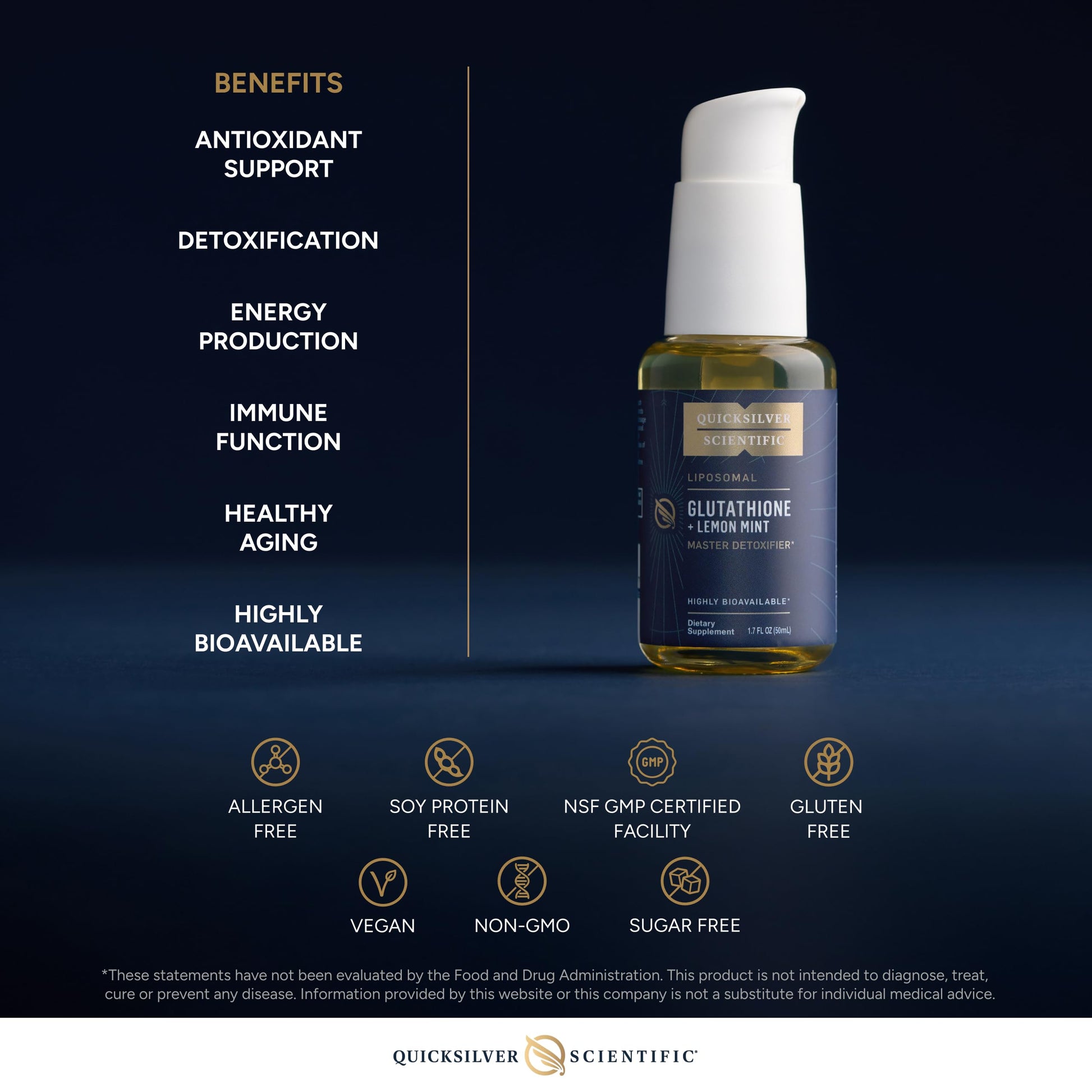 Quicksilver Scientific Liposomal Glutathione - Superior Absorption Oral Glutathione Supplement for Detox & Immune Support - Lemon Mint (1.7 fl oz) Quicksilver ScientificUS supplements