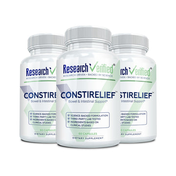 Research Verified ConstiRelief - The best Supplement for Constipation Relief on the market - with L. Acidophilus for long term health and prevention. 100% back guarantee! (Pack of 3) Research VerifiedAu supplements