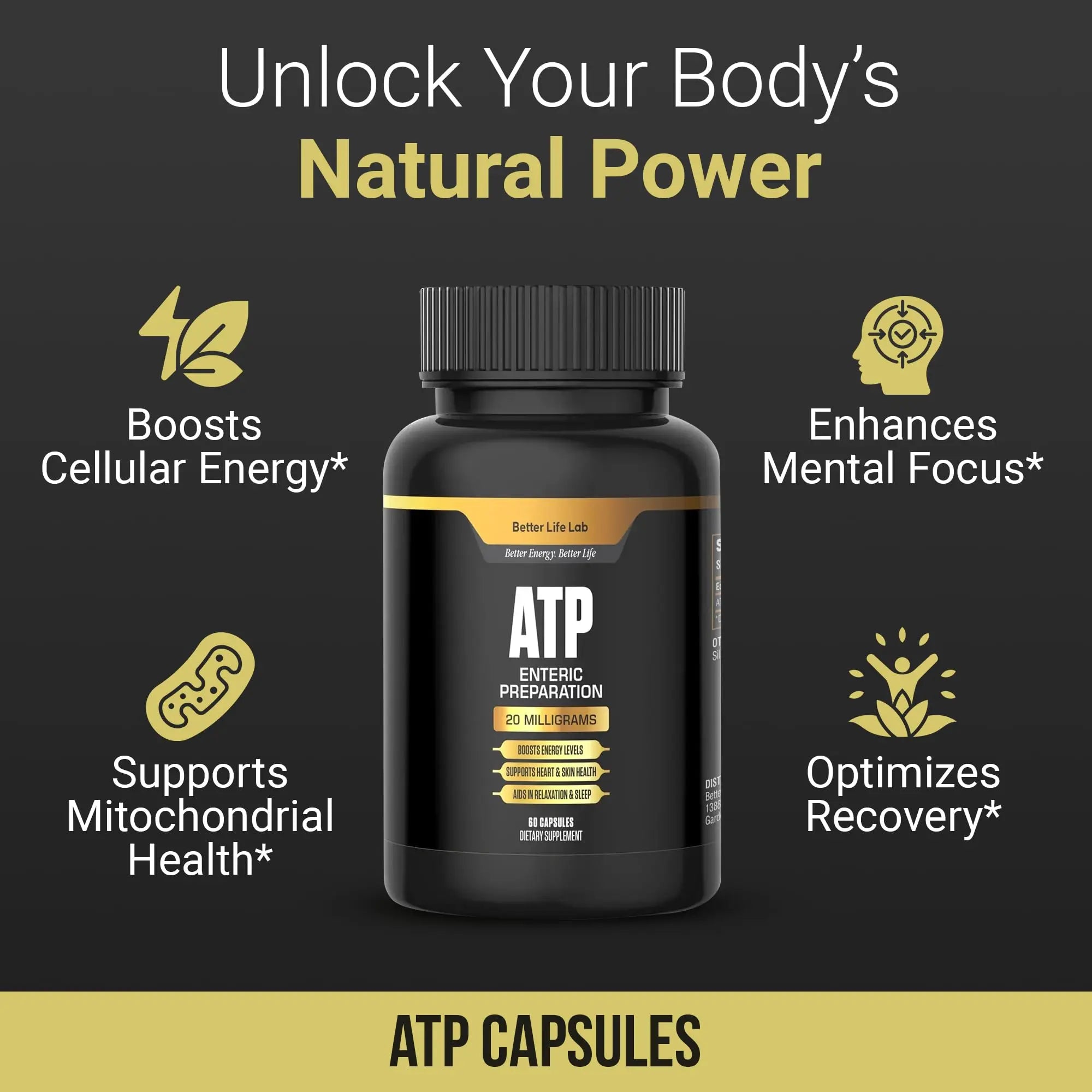BETTER LIFE LAB ATP Supplement – Supports Cellular Energy Production, Mitochondrial Function & Active Lifestyles BETTER LIFE LABAu supplements