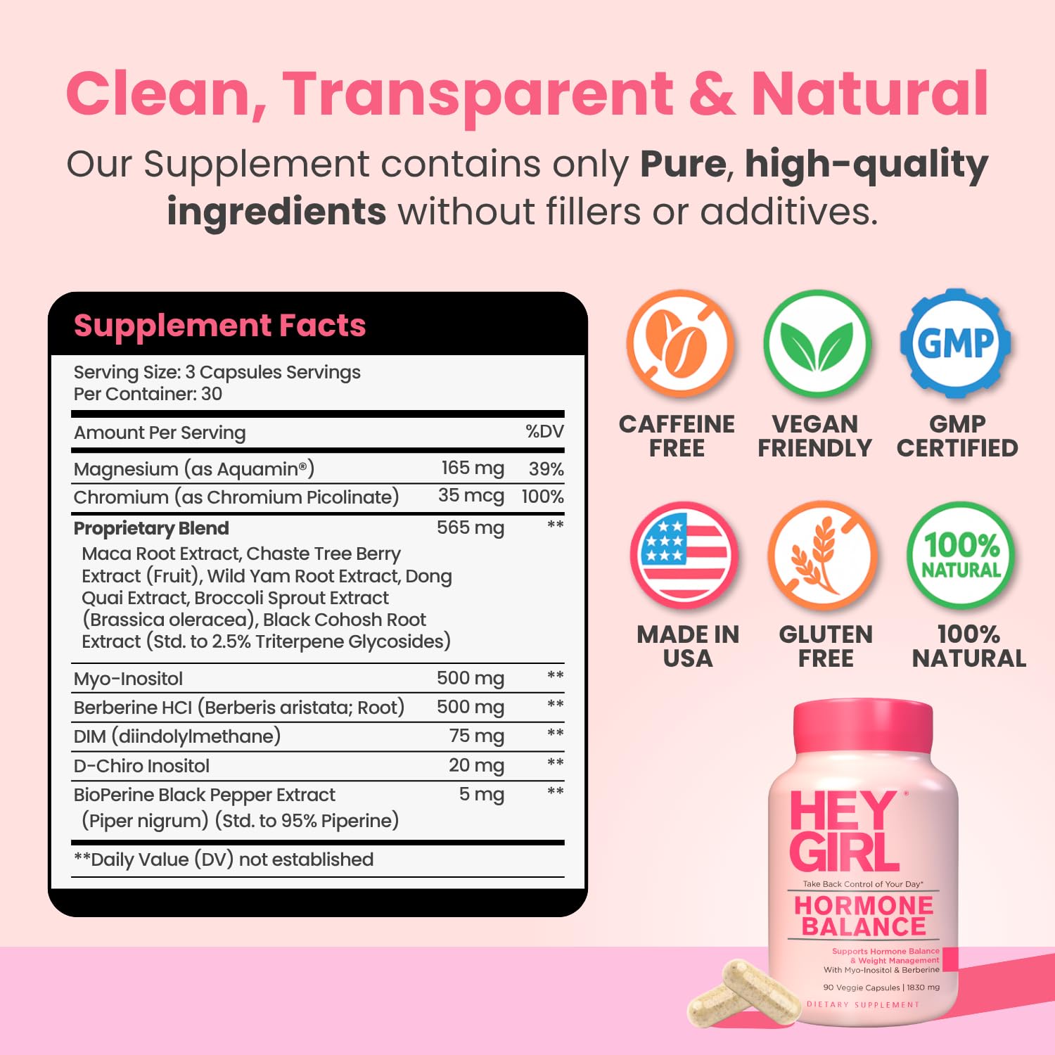 Hey Girl Hormone Balance for Women – 13-in-1 Menopause, PMS & Cycle Support – Mood & Hot Flash Support – w Myo-Inositol, Berberine, Maca Root, Black Cohosh, DIM, Dong Quai HEY GIRL NUTRITIONAu supplements