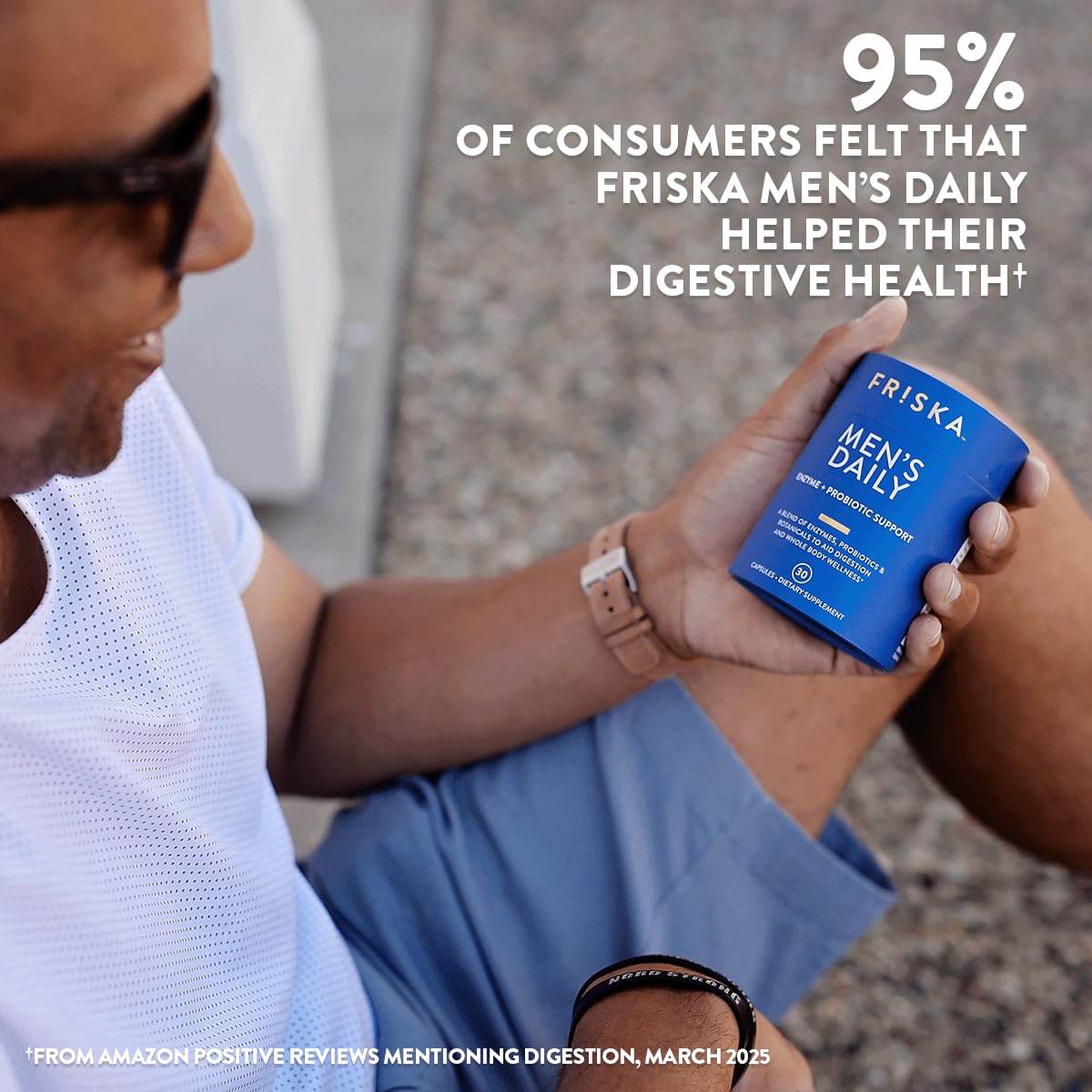 Friska Daily Digestive Enzymes with Probiotics for Men - Helps Break Down Protein, Fat & Carbs, Reduces Bloating & Gas, with Vitamins B6 & B12, 30 Capsules FR!SKAAu supplements