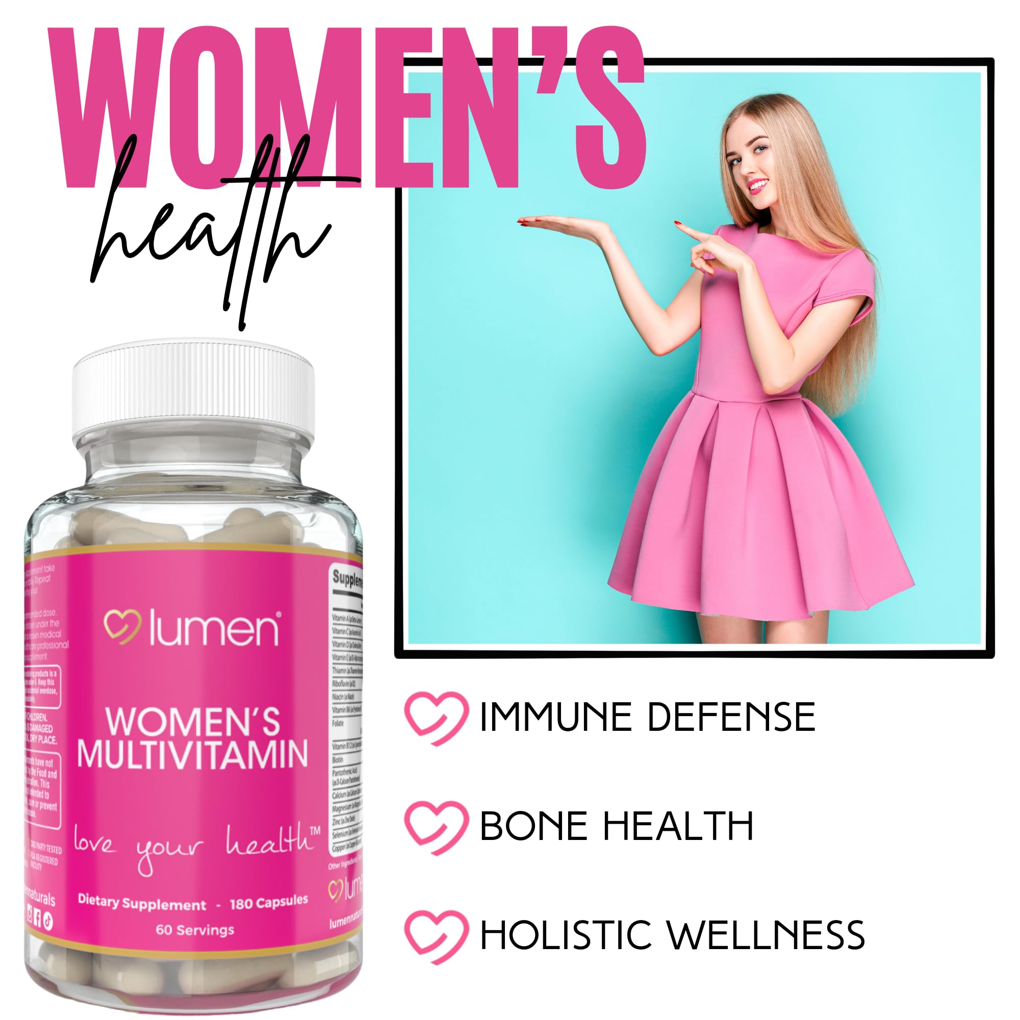 Lumen Naturals Women's Multivitamin Vitamin B12, A, C, D, & E - 180 Count - 60 Servings - Veggie Capsules Lumen NaturalsUS supplements