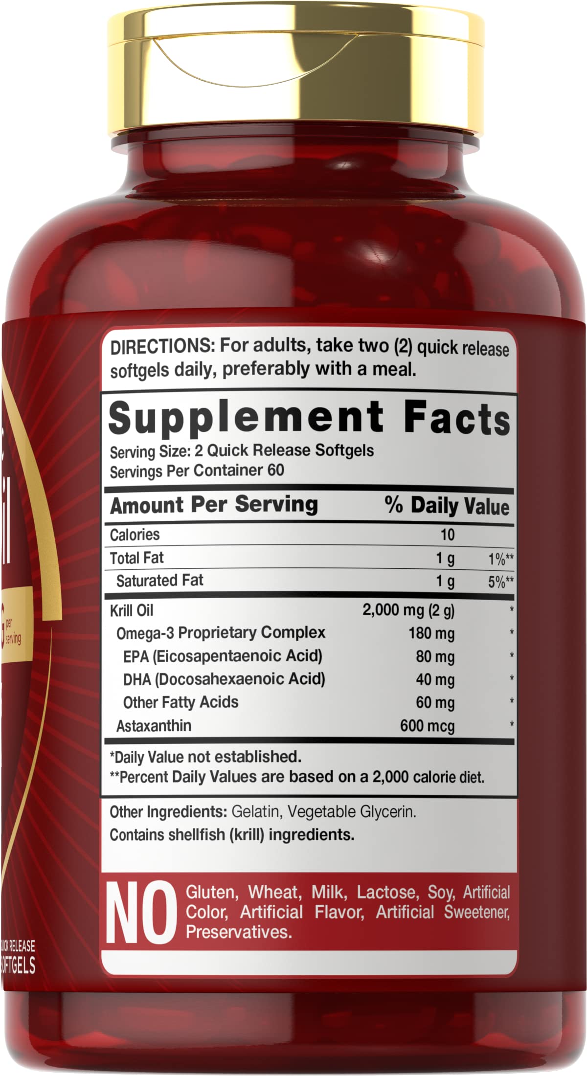 Carlyle Antarctic Krill Oil 2000 mg 120 Softgels | Omega-3 EPA, DHA, with Astaxanthin CarlyleUS supplements