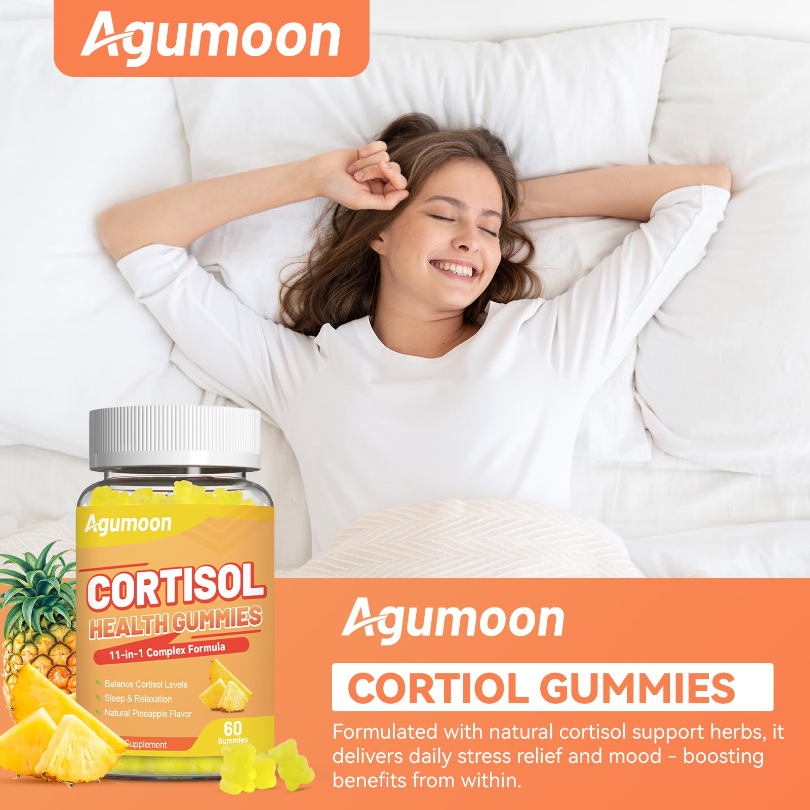 Agumoon Cortisol Gummies for Women, Cortisol Supplements with Ashwagandha, Magnesium, L-theanine, for Relaxation and Mood Support - 120 Gummies AgumoonAu supplements