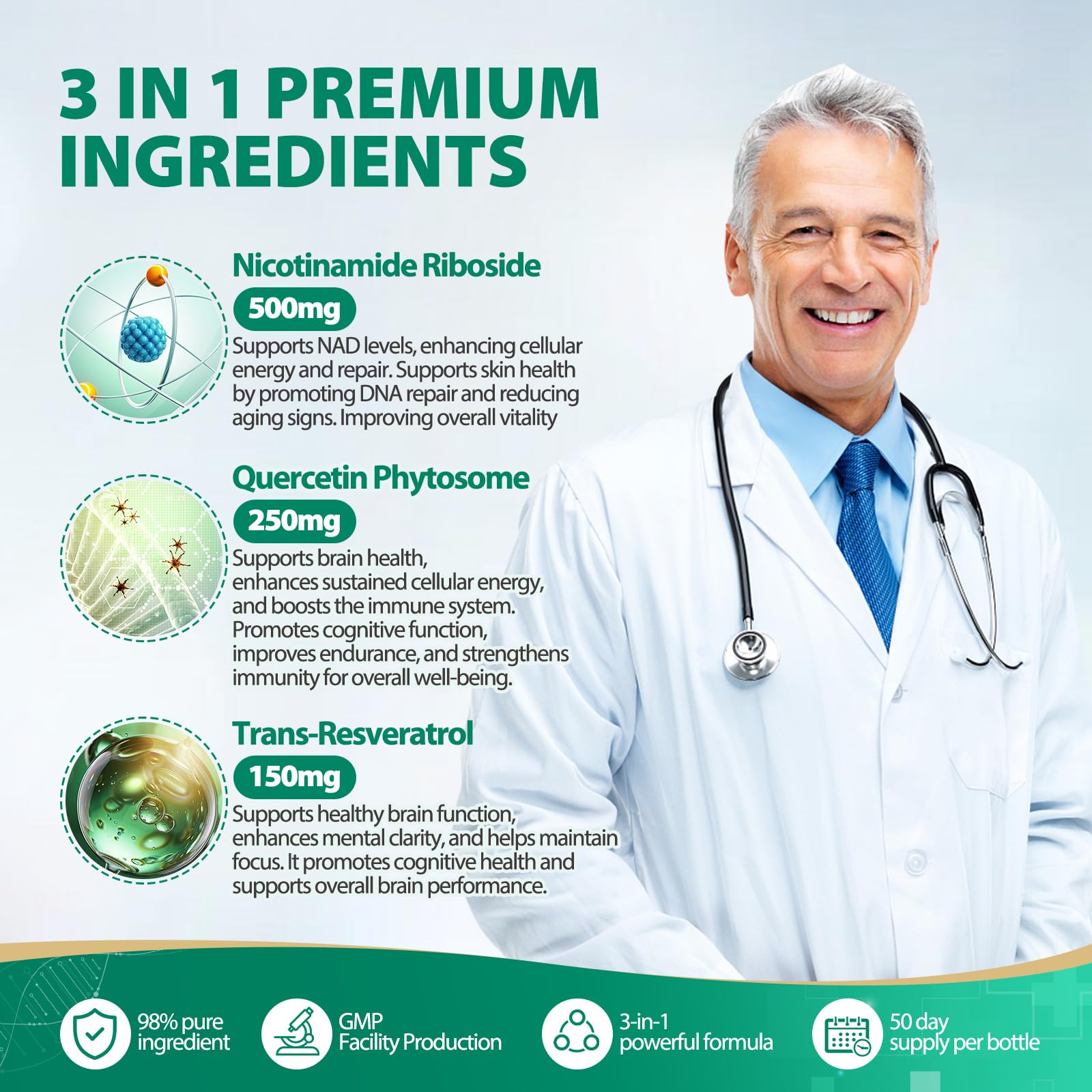 BURMINY NAD Supplement, NAD Nicotinamide Riboside Resveratrol 900mg, Liposomal NAD Supplements for Women & Man, High Purity NMNH Supplement Alternative for Anti-Aging, Energy, Focus - 2Pcs BURMINYAu supplements