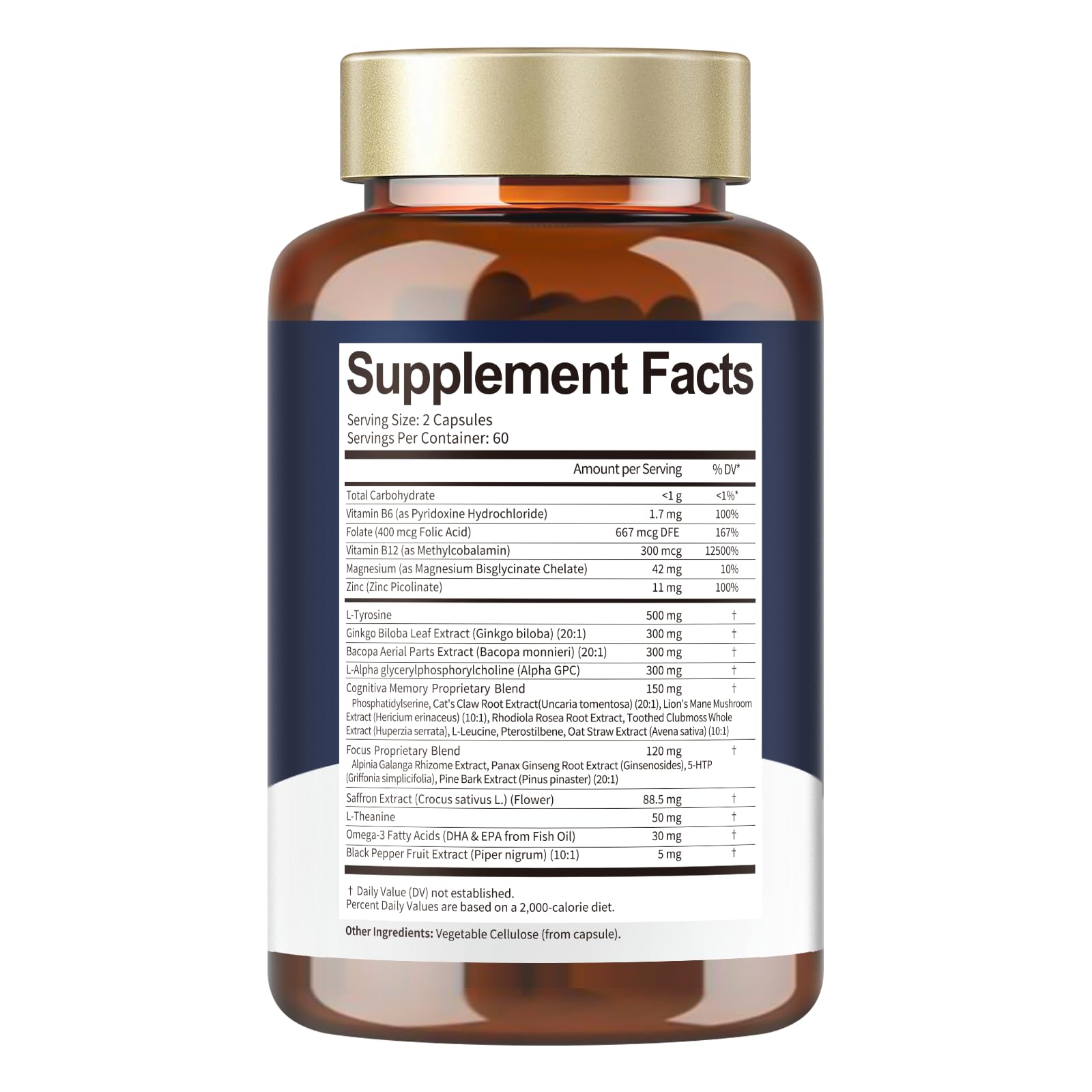 Totara Brain Supplements for Memory and Focus丨Non-Caffeinated Energy with L-Tyrosine, Alpha GPC, Ginkgo Biloba, Bacopa Monnieri, Saffron – Gluten Free, Non-GMO for Neuro & Brain Health (120 Counts) TotariaAu supplements