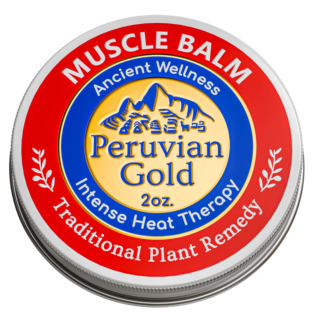 Sore Muscle Balm - Peruvian Gold Intense Heat Therapy Muscle Rub. 500K Scoville Heat Units Melts Away Sore, Painful Muscles. 2oz Peruvian GoldAu supplements
