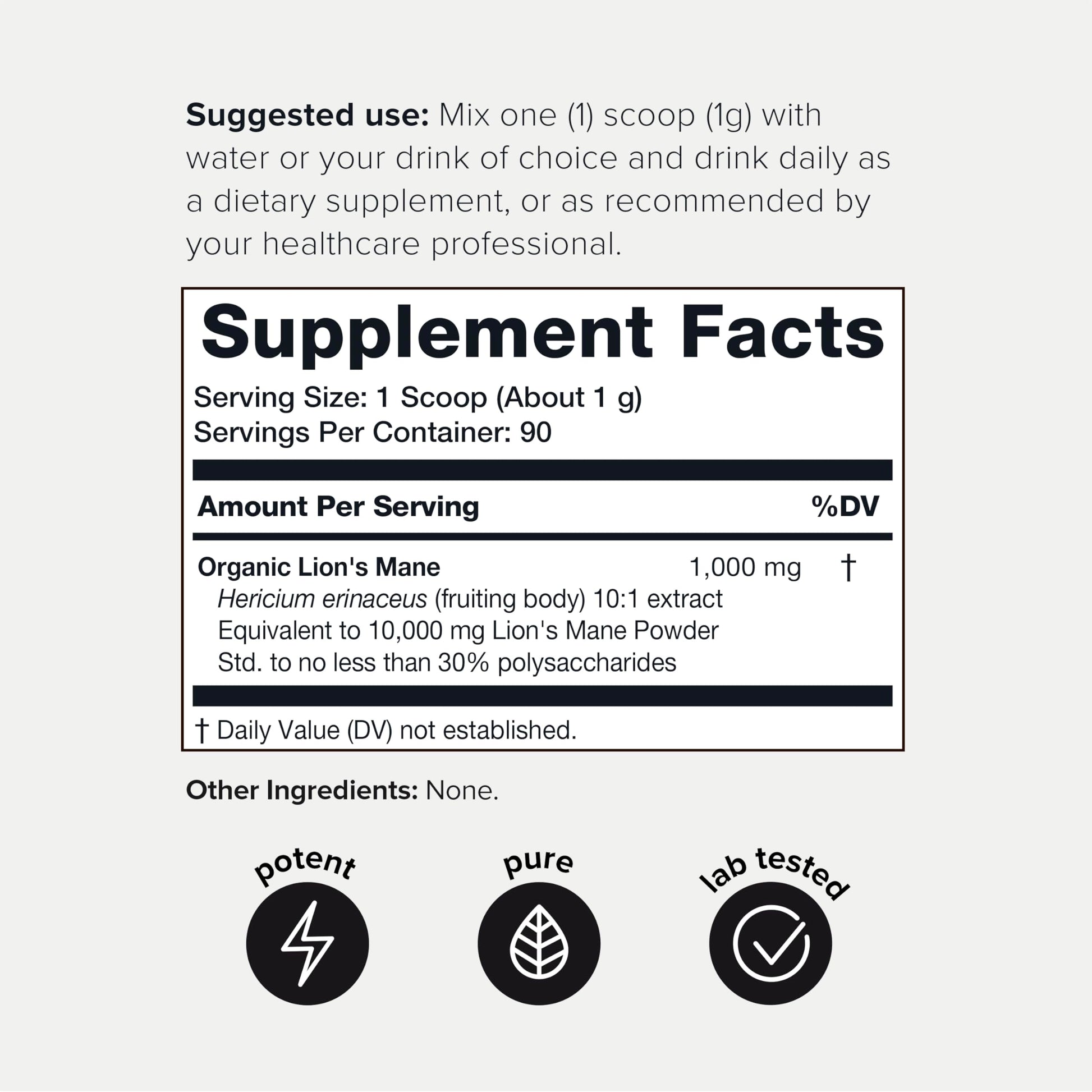 10,000mg 10x Concentrated Ultra High Strength Organic Lions Mane Powder ToniiqUS supplements