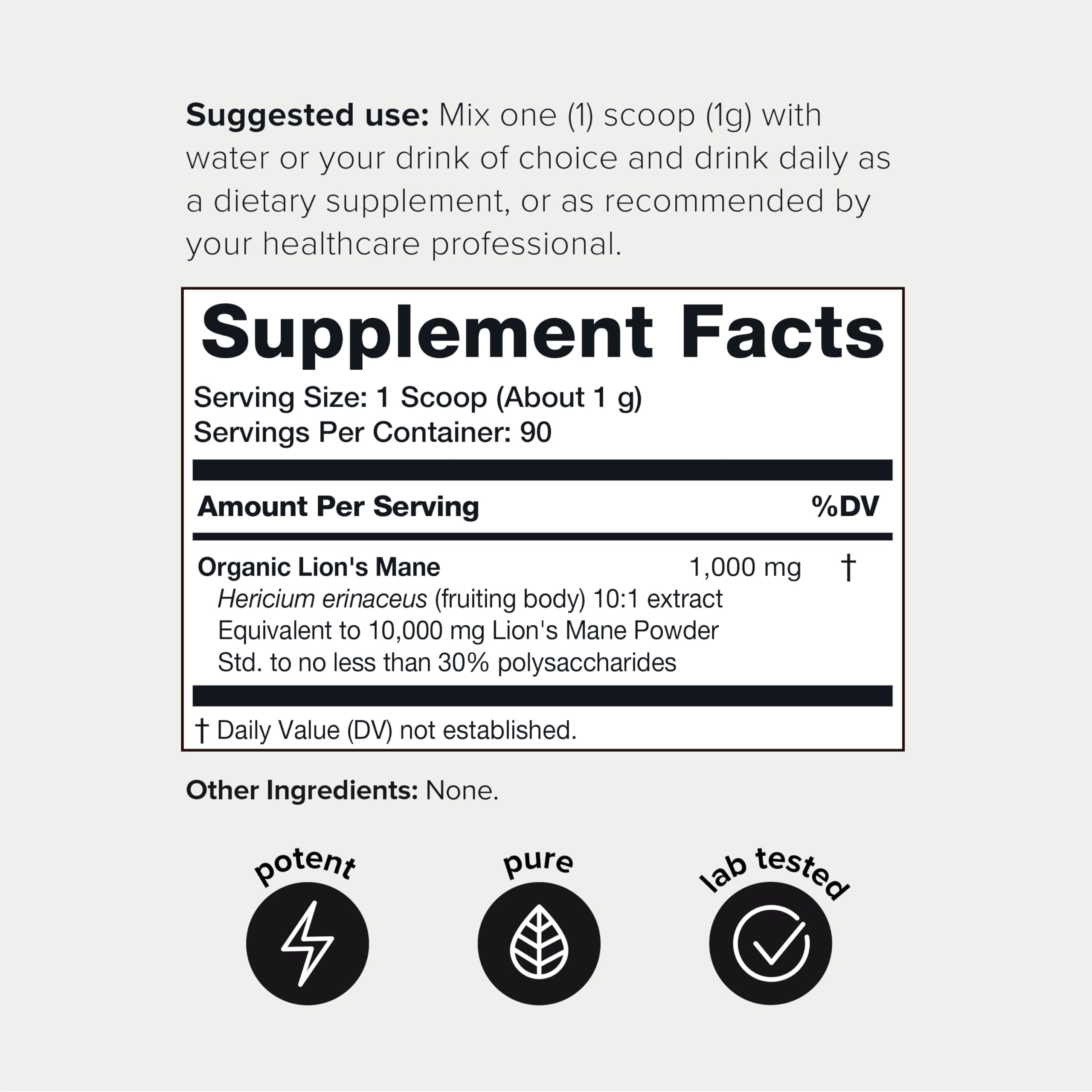 10,000mg 10x Concentrated Ultra High Strength Organic Lions Mane Powder ToniiqUS supplements