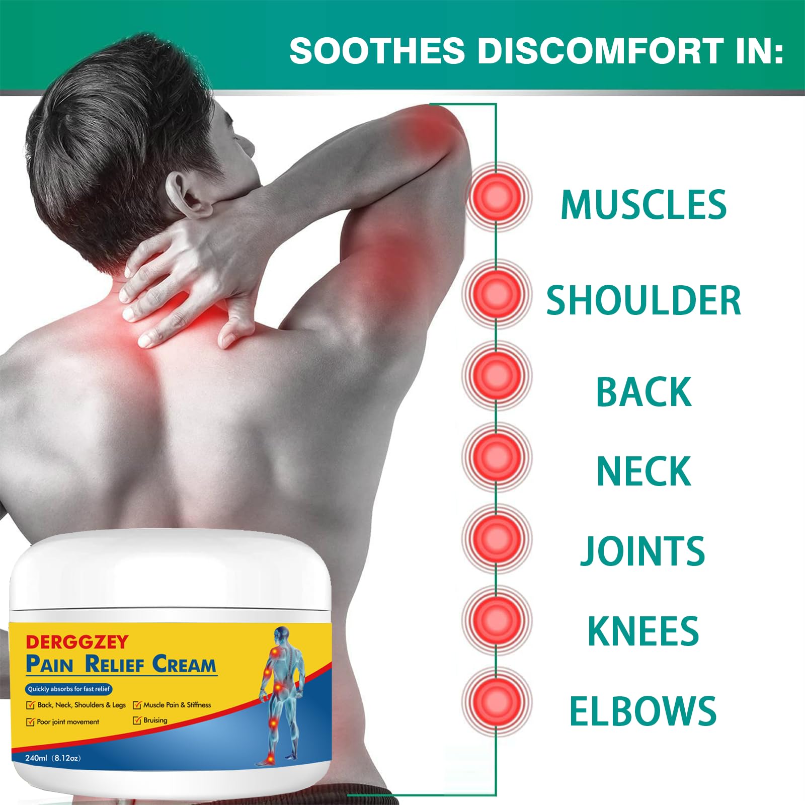 Derggzey Naturals Arthritis Pain Relief Cream 8 oz - Maximum Strength Deep Penetrating for Joint, Muscle, Knee, Back, Feet, Hand, Ankle - Effective Soothing DerggzeyAu supplements