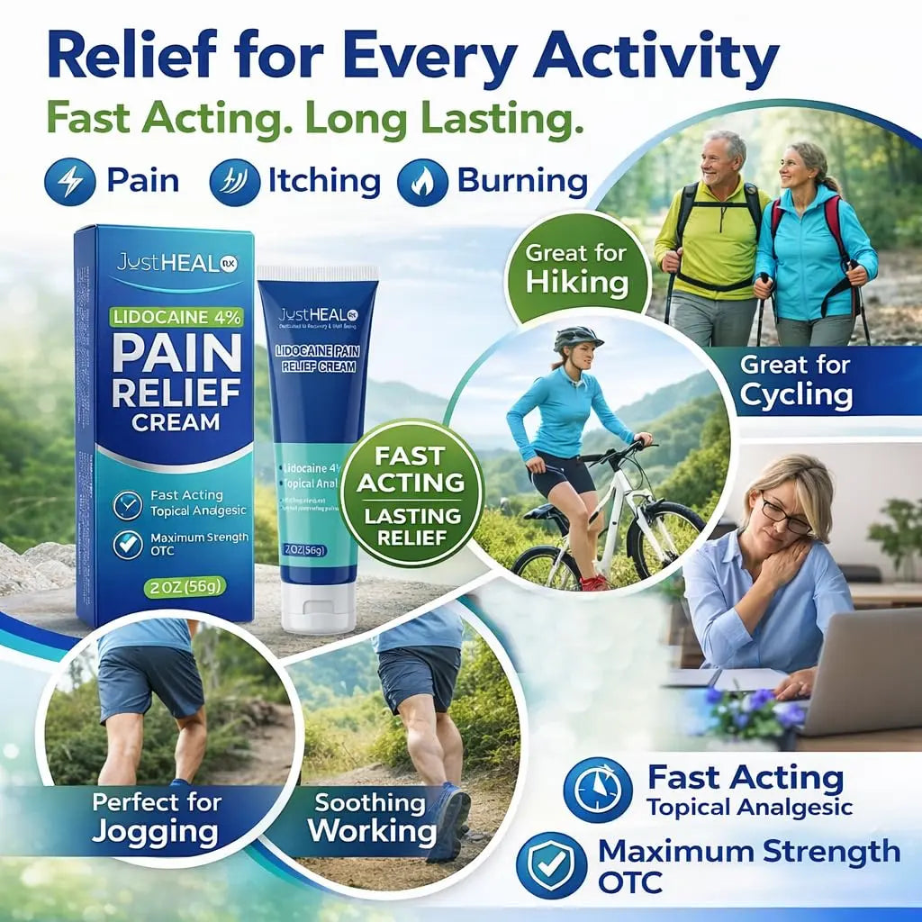 JustHeal RX Lidocaine Cream for Hemorrhoids | 2 OZ Tube – Fast-Acting 4% Lidocaine Numbing Cream & Topical Analgesic Cream for Anorectal Itch Relief | OTC Lidocaine Cream Maximum Strength JustHeal RXAu supplements