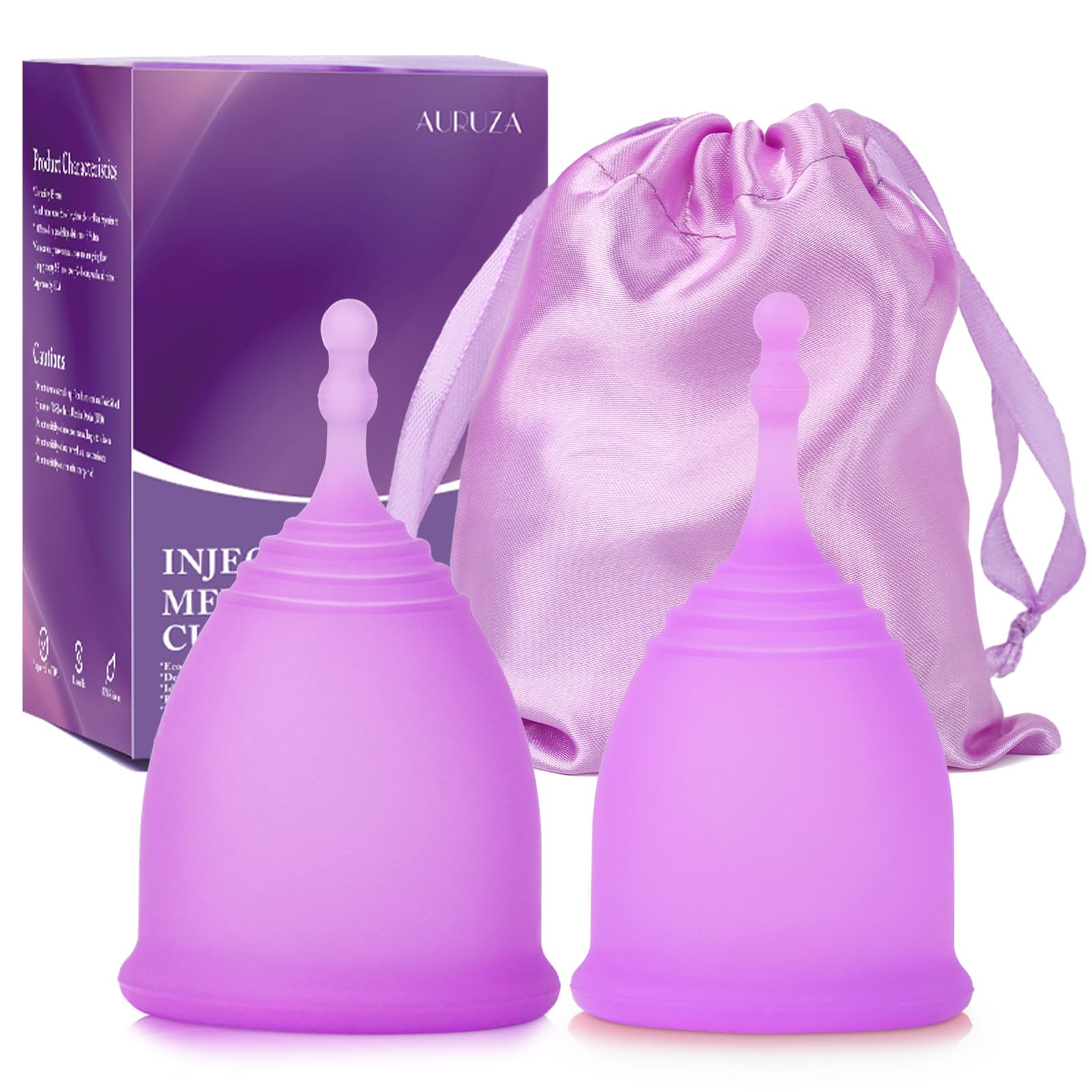 AURUZA Menstrual Cups, Set of 2 Reusable Period Cups Kit for Girls & Women, Silicone Soft Cups AURUZAAu supplements