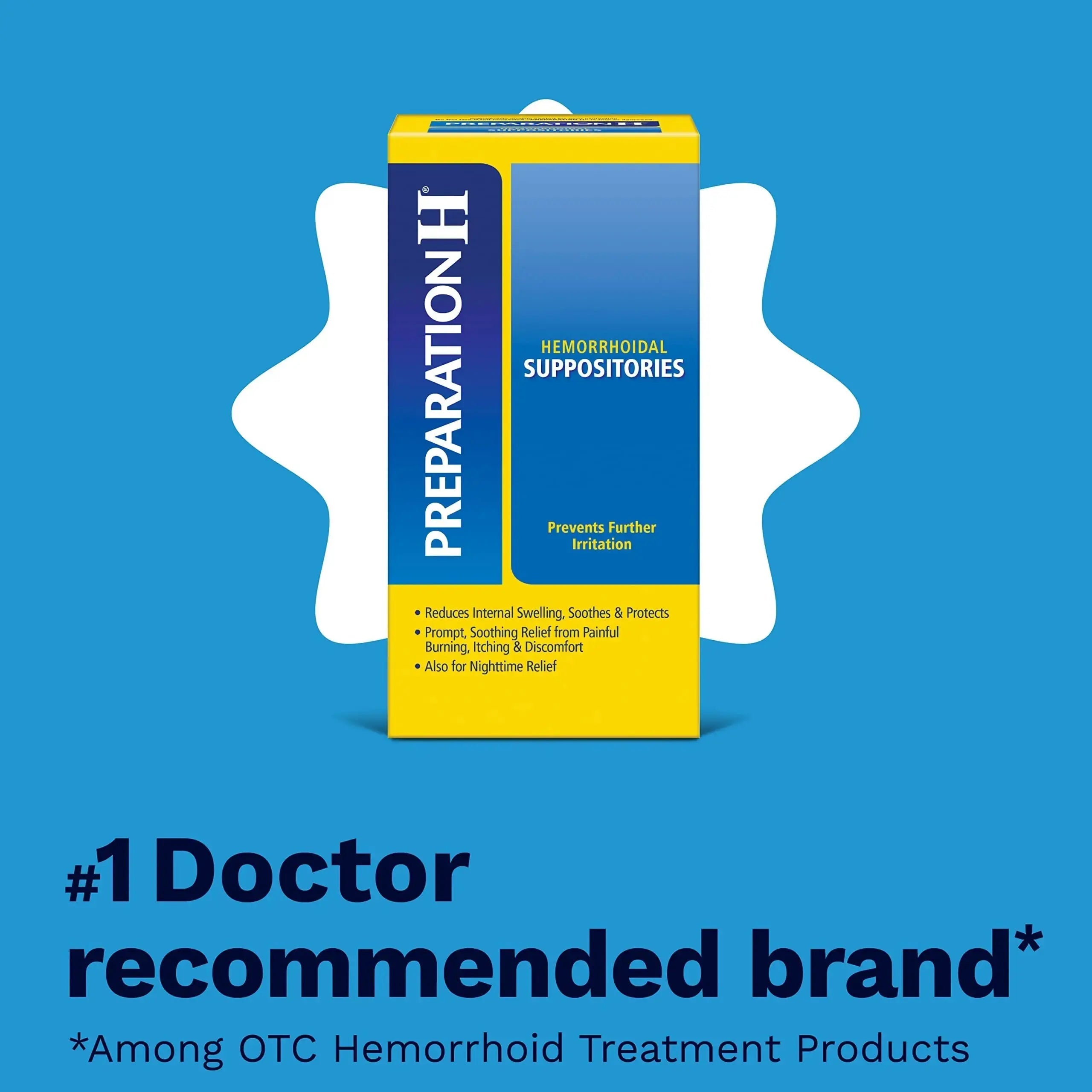 PREPARATION H Hemorrhoid Symptom Treatment Suppositories, Burning, Itching and Discomfort Relief (48 Count) Preparation HAu supplements