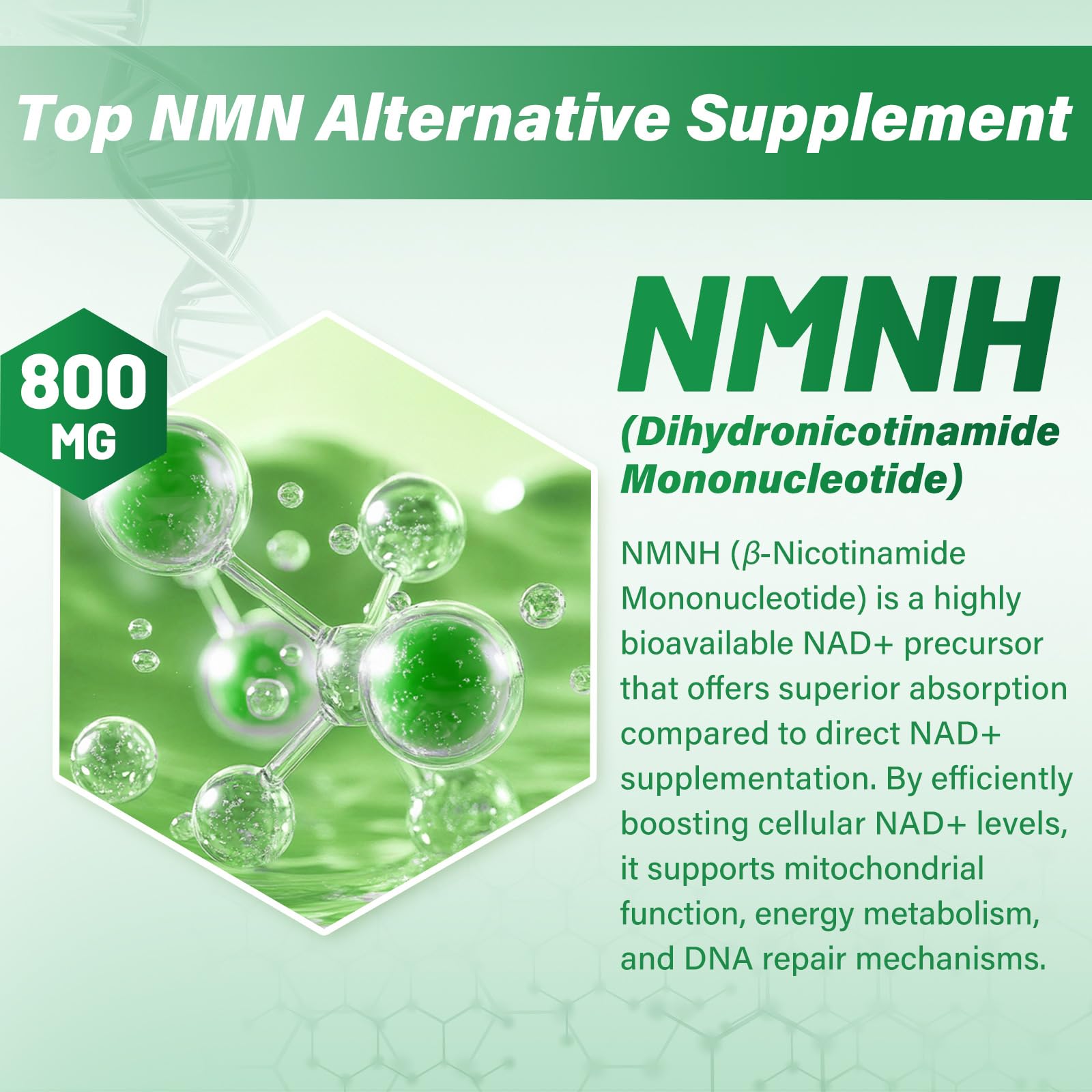 SUPRANOURISH Pure NMNH Supplement 120 Capsules - 800mg High-Purity NMNH Supplements, NAD Supplement for Boost NAD+ for Anti-Aging & Cellular Energy SUPRANOURISHAu supplements