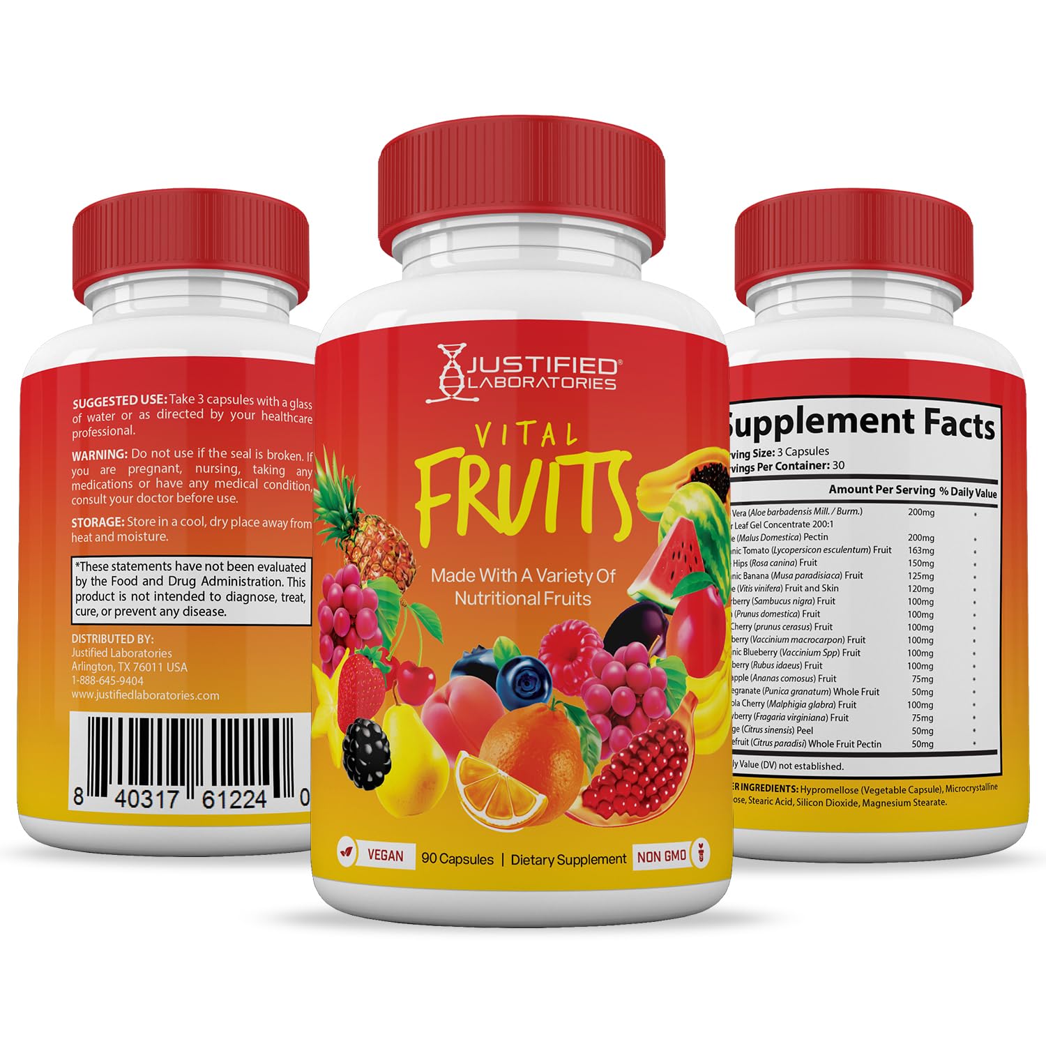 (6 Pack) Vital Fruits and Veggies Supplement Whole Food Red & Green Superfoods Justified LaboratoriesUS supplements
