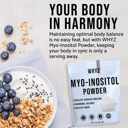 Myo-Inositol Powder 8oz, Natural Myo Inositol Supplement for Ovarian Support WHYZUS supplements