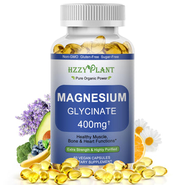 Magnesium Glycinate Softgels, High Absorption Magnesium Glycinate 400mg Supplement for Muscle, Heart, Sleep & Bone Support, Bisglycinate Softgel Capsules Supplement, Vegan, Non-GMO, 2 Month Supply HZZYPLANTAu supplements