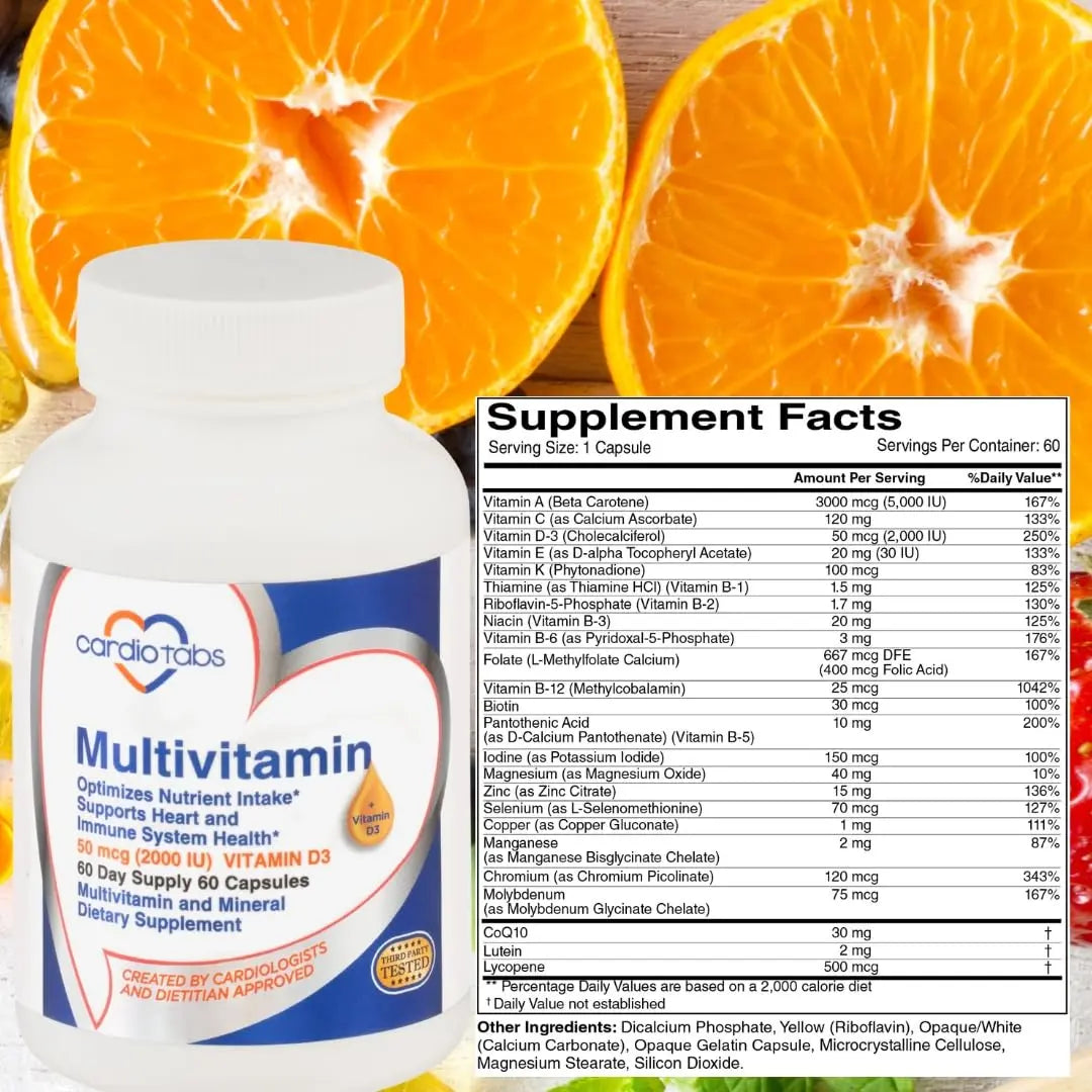 Cardiotabs Multivitamin - Heart and Immunity Supplements for Men & Women, Multivitamin for Men & Women, with Minerals B-Vitamin Complex CardioTabsAu supplements