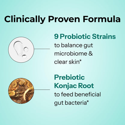 HUM Skin Squad Probiotics for Women and Men, Skin Care Supplement for Clear Complexion & Gut Health Support, Microbiome Prebiotic & Probiotic Supplement for Breakouts, Digestive Health, 60 Capsules HUMUS supplements