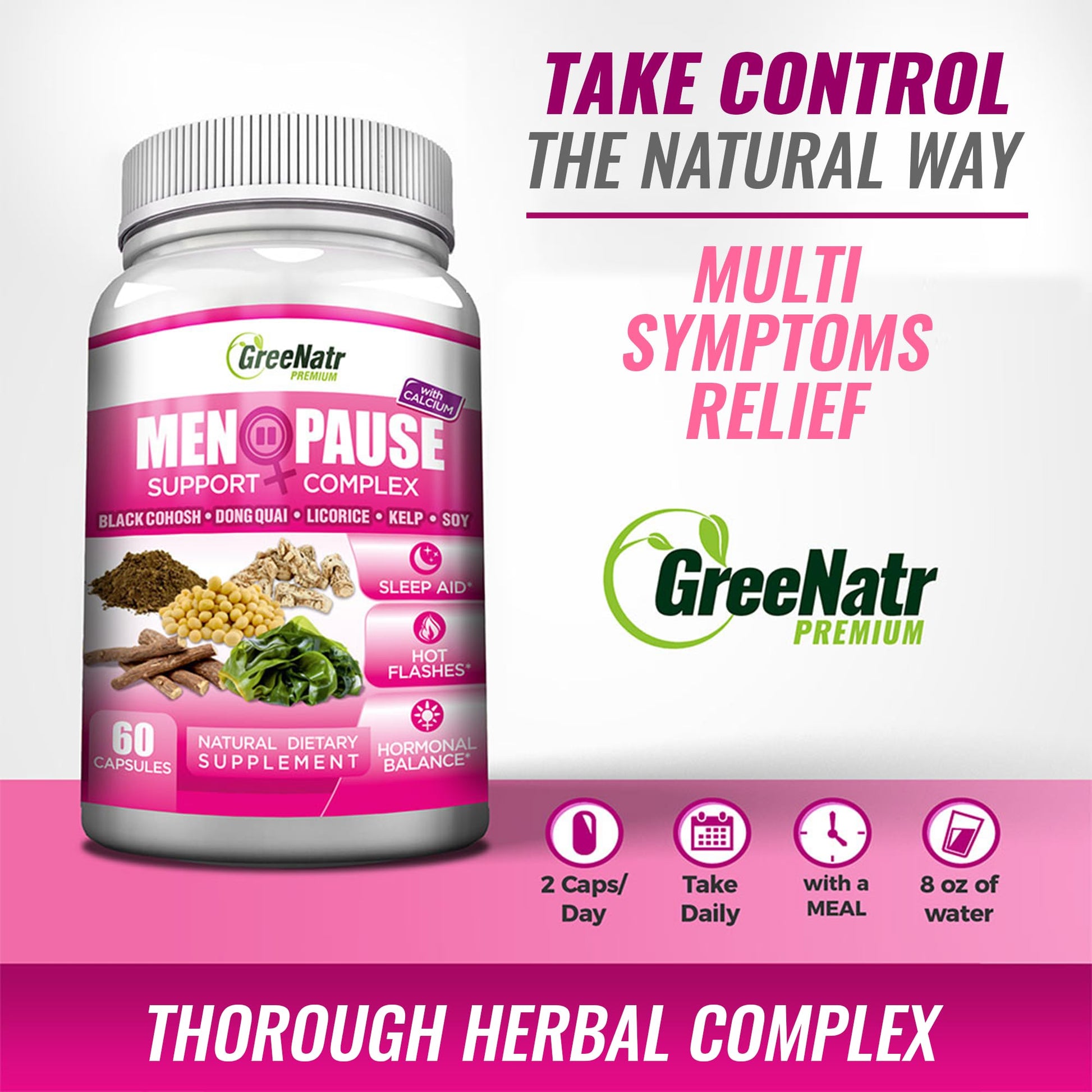 GreeNatr Menopause Supplements for Women - Perimenopause Supplements Women with Dong Quai & Black Cohosh for Menopause Hot Flashes - Menopause Support for Sleep Quality & Hormone Balance - 60 Caps GreeNatrAu supplements
