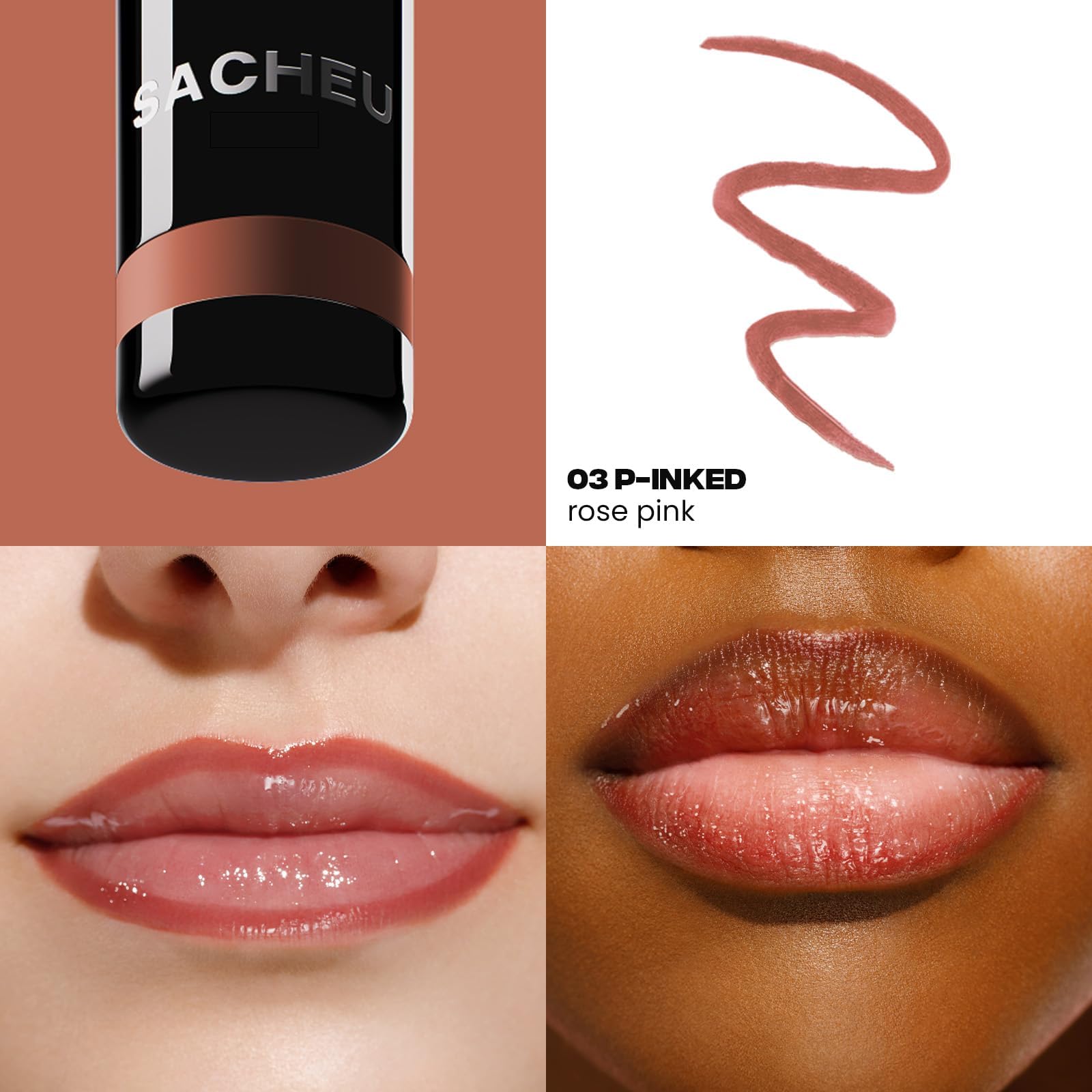 Sacheu Lip Liner STAY-N Peel Off Lip Stain — Long Lasting Waterproof Lip Tint with Hyaluronic Acid & Vitamin E — Transfer Proof Matte Finish, Vegan & Cruelty-Free (p-INKED) SacheuAu supplements