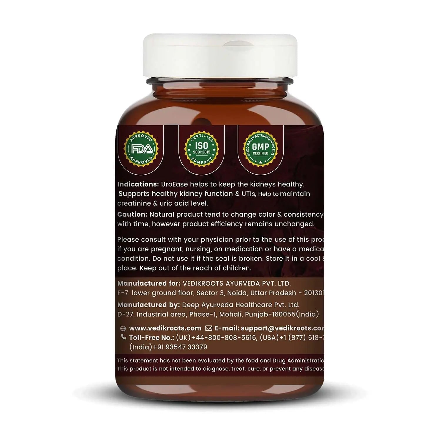 VEDIKROOTS UroEase | Ayurvedic Herbal Supplement for Kidney Health & Uric Acid Levels | Supports Urinary Tract Health | 60 Veg Capsules VEDIKROOTSAu supplements