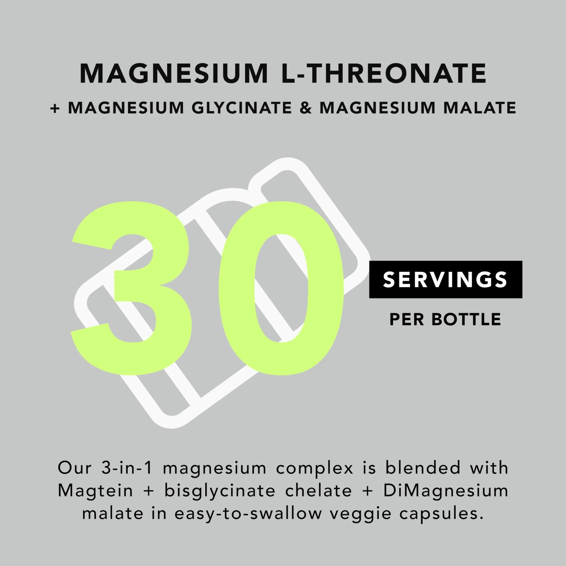 AMANDEAN Magtein Magnesium Complex. L-Threonate, Glycinate, Malate Triple Blend Chelated Magnesium Supplement. 90 Veggie Capsules. High Absorption Branded Ingredients. Brain Health, Sleep, Calm*. AMANDEANnz supplements
