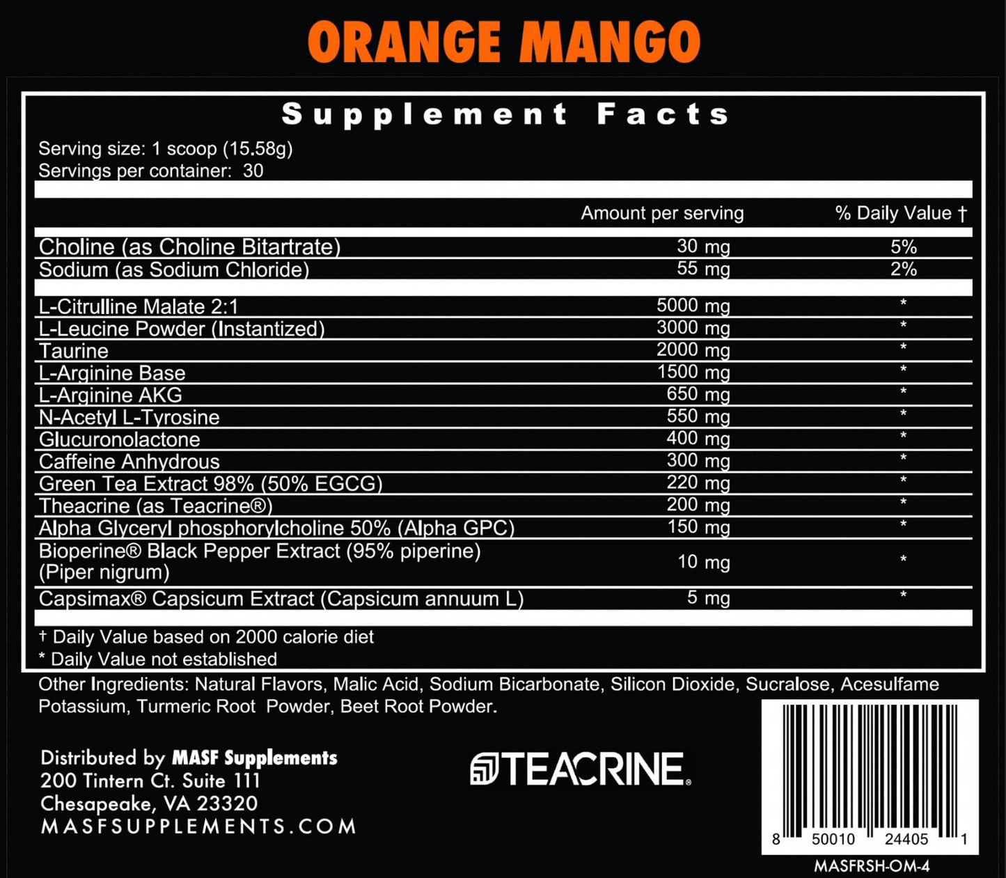 MASF Rush Pre-Workout (Orange-Mango) MASFUS supplements