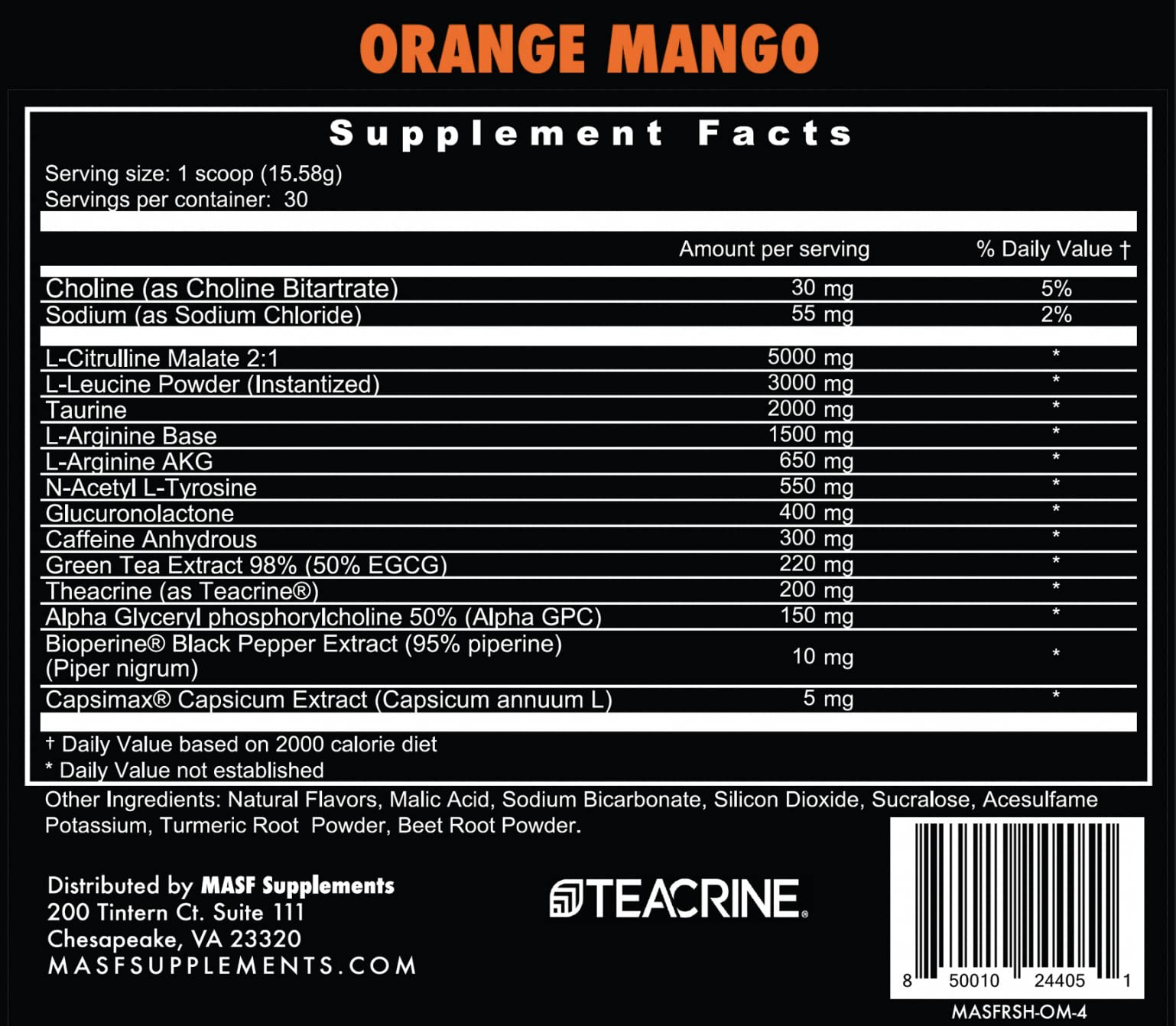 MASF Rush Pre-Workout (Orange-Mango) MASFAu supplements