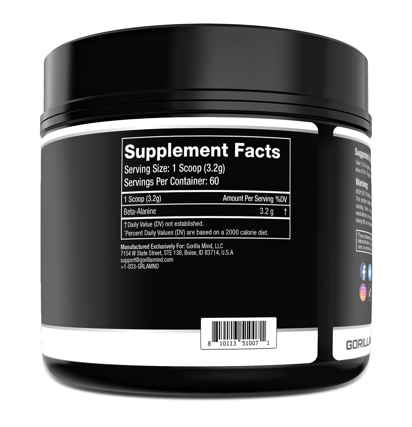 Gorilla Mode Beta-Alanine – Carnosine Precursor/Enhanced Muscular Endurance Gorilla MindUS supplements