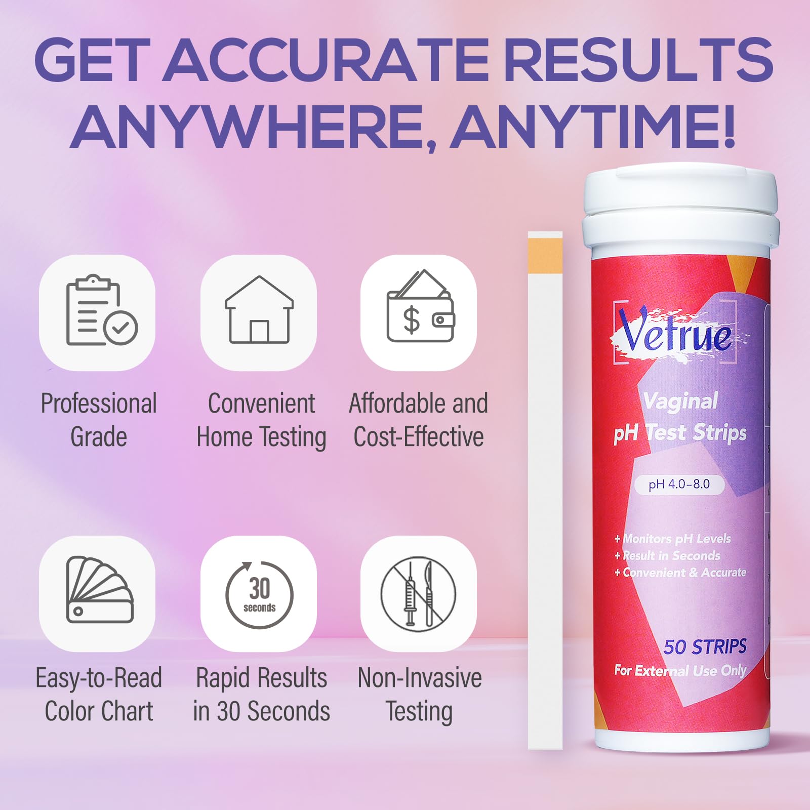 Vaginal pH Test Strips for Women, Convenient Testing Solution for Assessing and Maintaining vetrueAu supplements