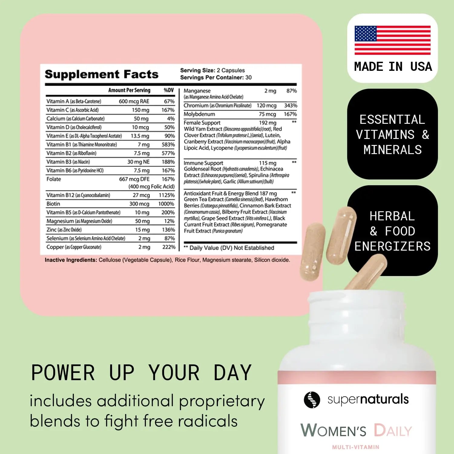 Super Naturals Health, Multivitamin for Women, Immune Defense Supplement Multivitamin Capsules, Vegan Supplements for Women - 60 Capsules JLM NUTRITIONALSAu supplements