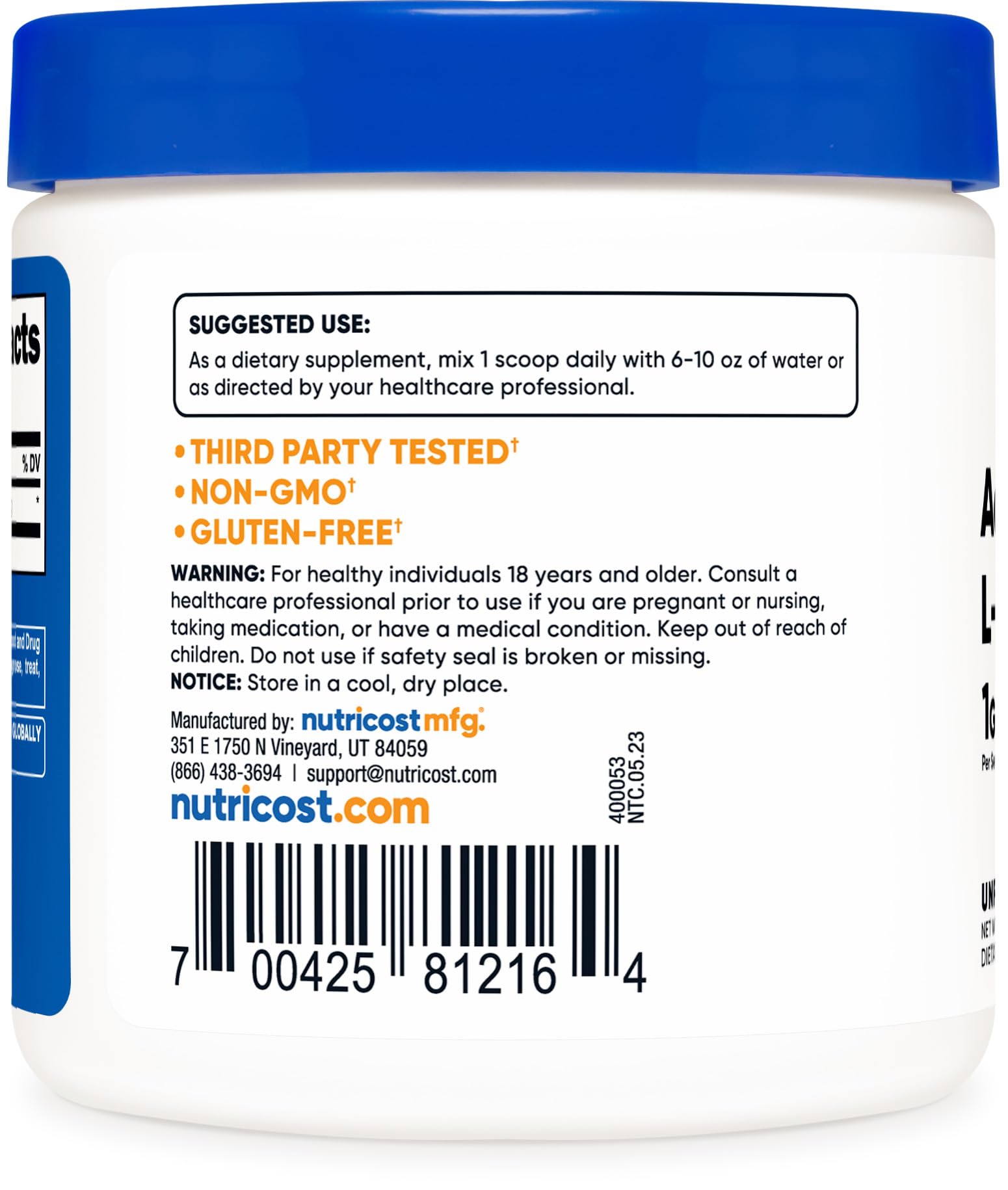 Nutricost Acetyl L-Carnitine (ALCAR) 100 Grams - 1000mg Per Serving - Non-GMO, Gluten Free NutricostUS supplements