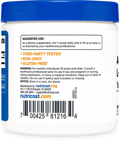 Nutricost Acetyl L-Carnitine (ALCAR) 100 Grams - 1000mg Per Serving - Non-GMO, Gluten Free NutricostUS supplements