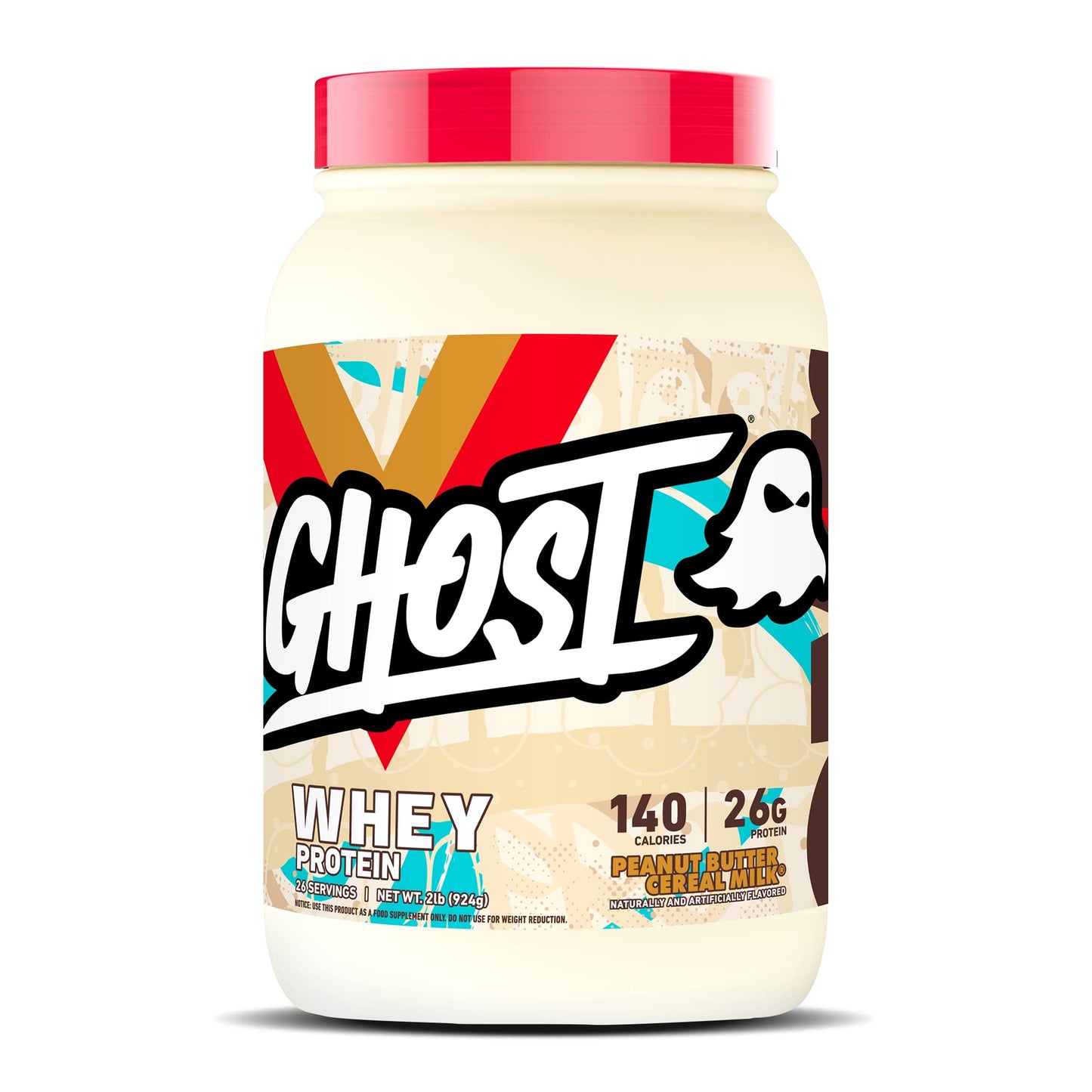 GHOST Whey Protein Powder, Peanut Butter Cereal Milk - 2LB Tub, 26G of Protein GHOSTUS supplements