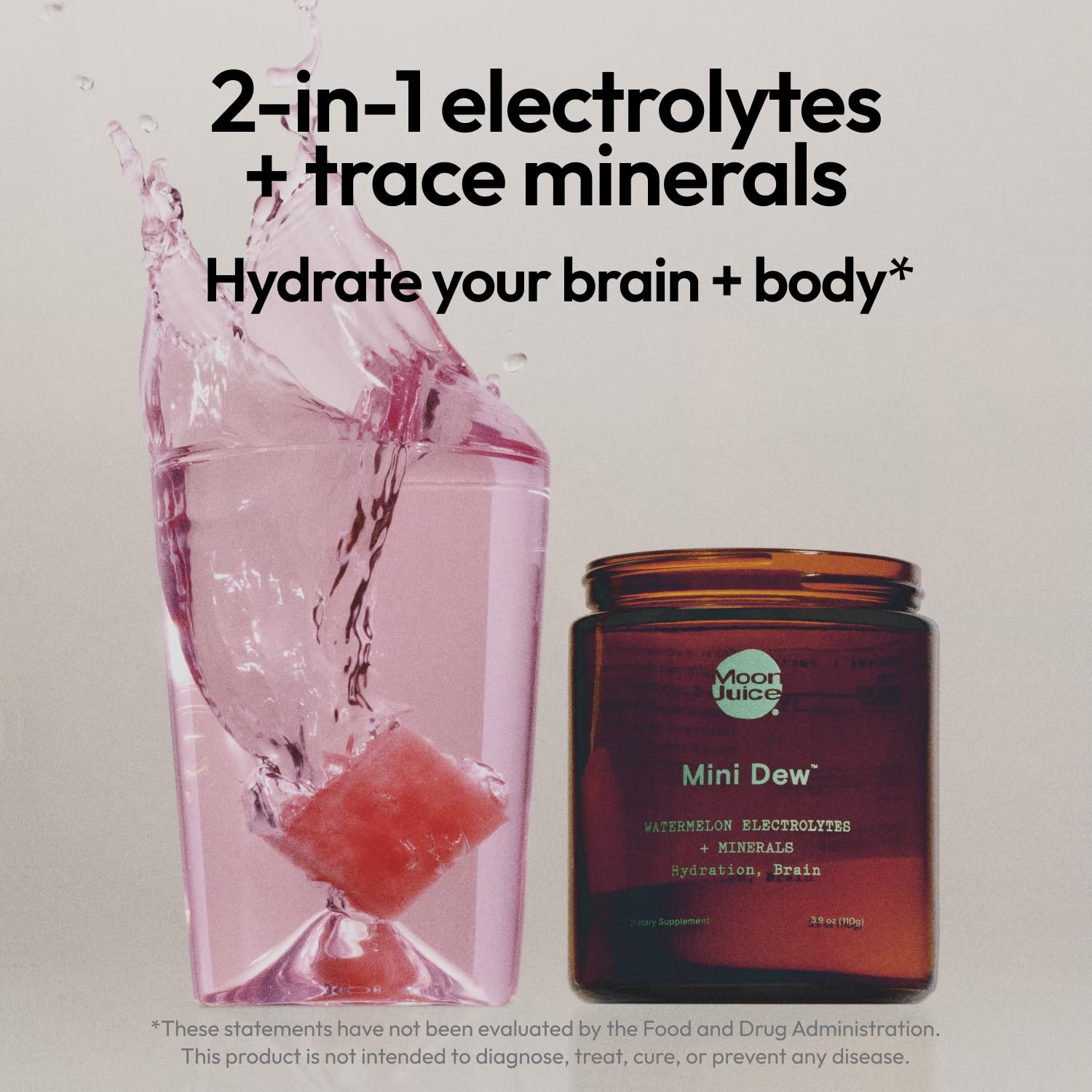 Moon Juice Mini Dew Electrolytes Powder - Sugar Free Minerals & Electrolyte Hydration Powder for Instant Hydration & Brain Support - Magnesium, Calcium, Potassium, Pink Salt, Watermelon, 30 Servings Moon JuiceUS supplements