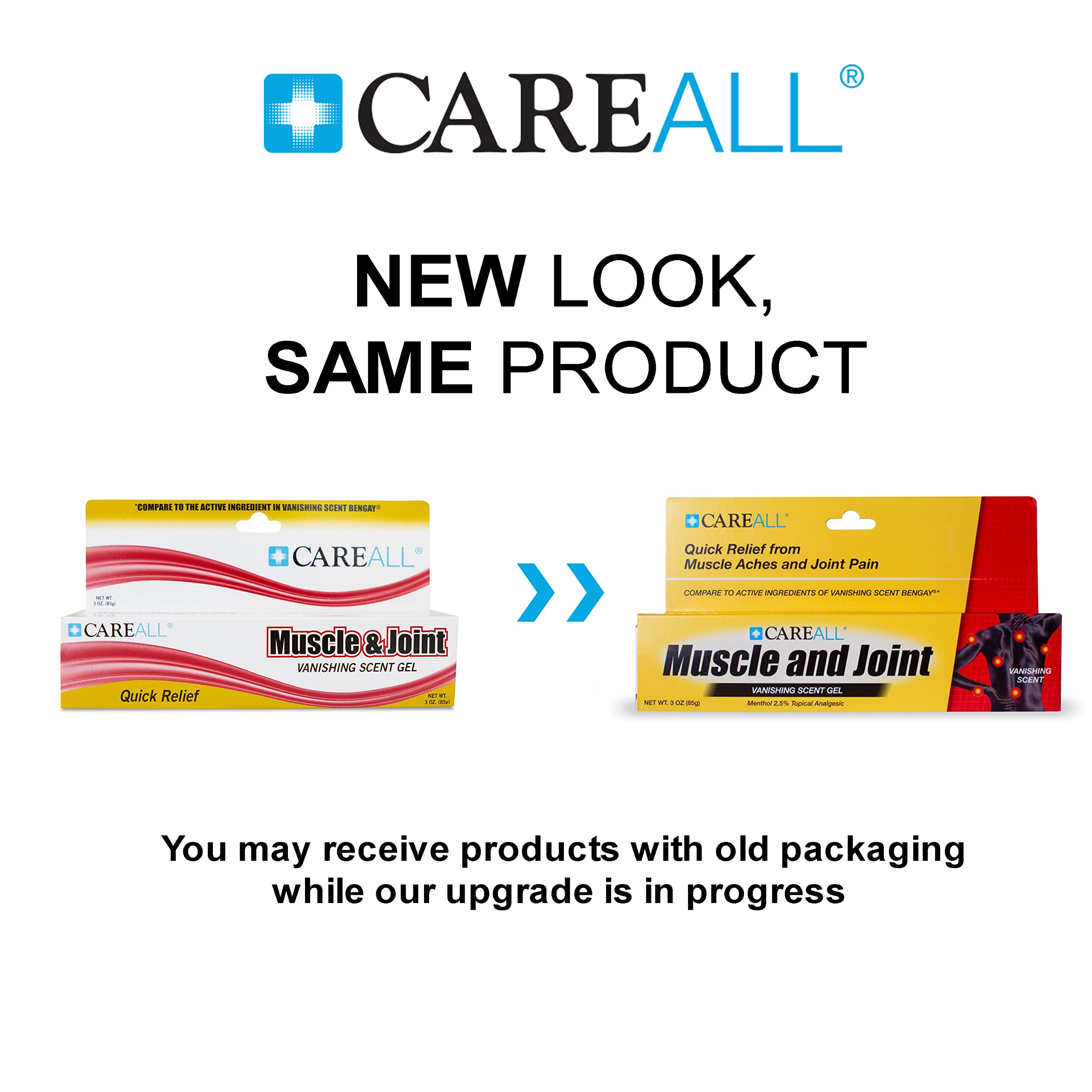CareAll Muscle & Joint Vanishing Scent Gel, 3.0 oz. (3 Pack), Non-Greasy, Pain Relief Gel for Muscle, Back and Minor Arthritis, Topical Analgesic, 2.5% Menthol CareAllAu supplements