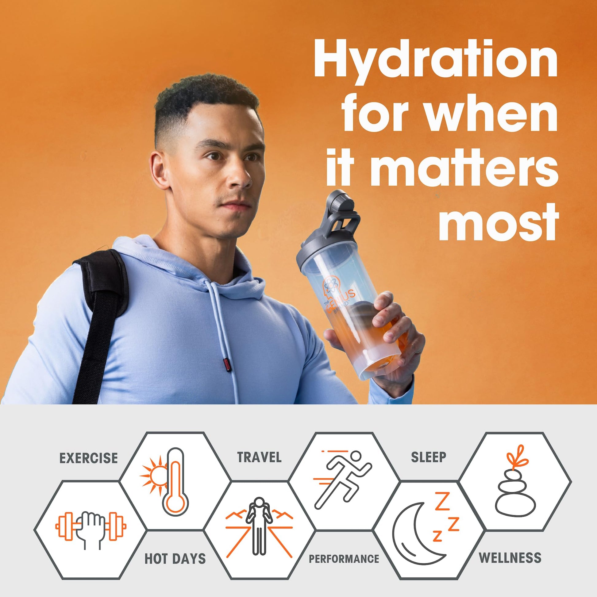 The Genius Brand Genius Hydrate - Electrolyte Supplement for Daily Hydration - Coconut Water - Sugar-Free - 8 Essential Minerals & Nutrients - Non-GMO - Sour Peach Rings - 20 Servings The Genius BrandUS supplements