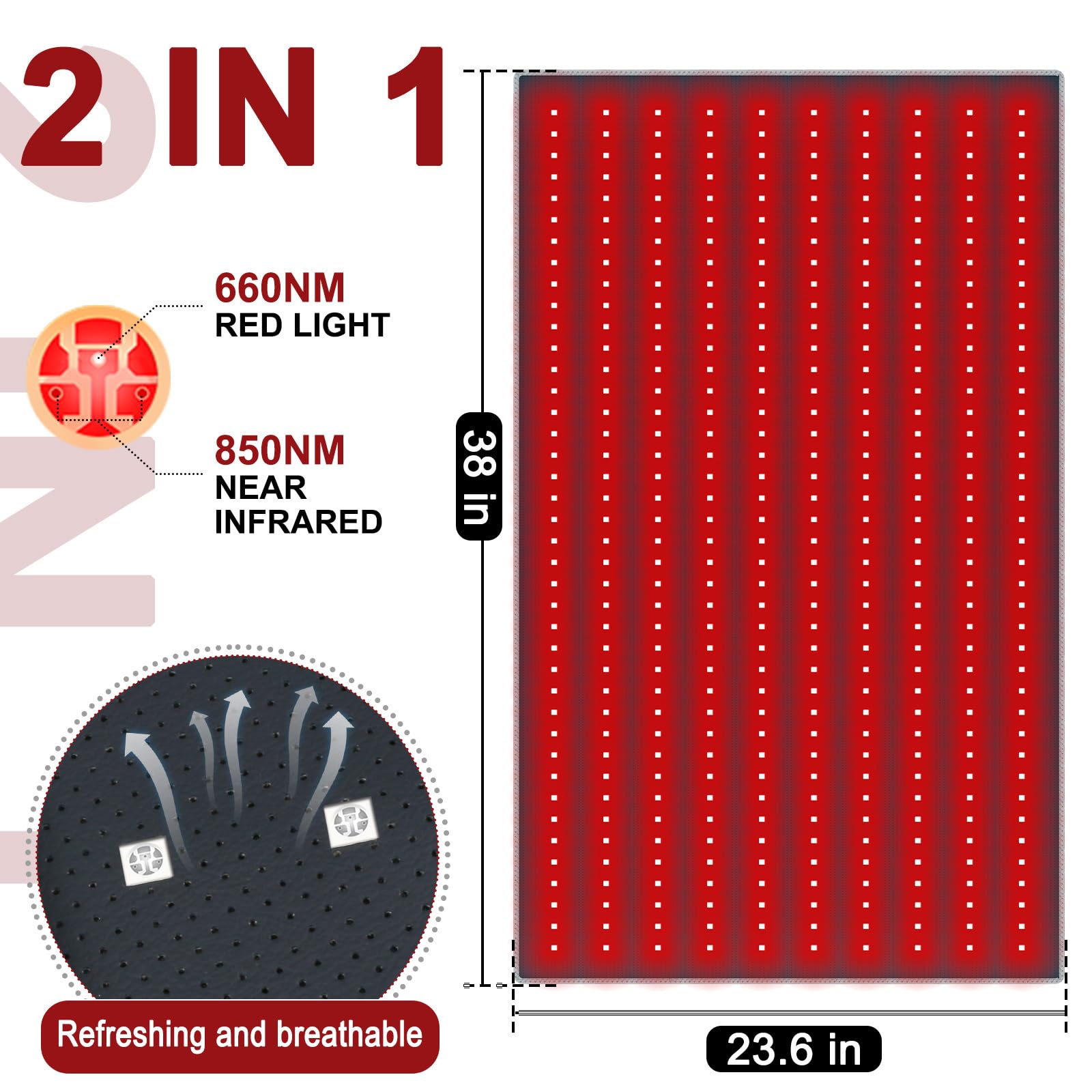 Red Light Therapy Pad 38 * 23.6 in - Red Light Therapy Body, 400 LEDs Using 660nm Red Light RutollmitAu supplements