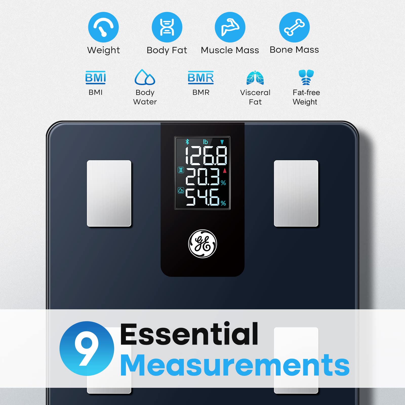 GE Smart Scale for Body Weight and Fat Percentage with All-in-one LCD Display GEUS supplements