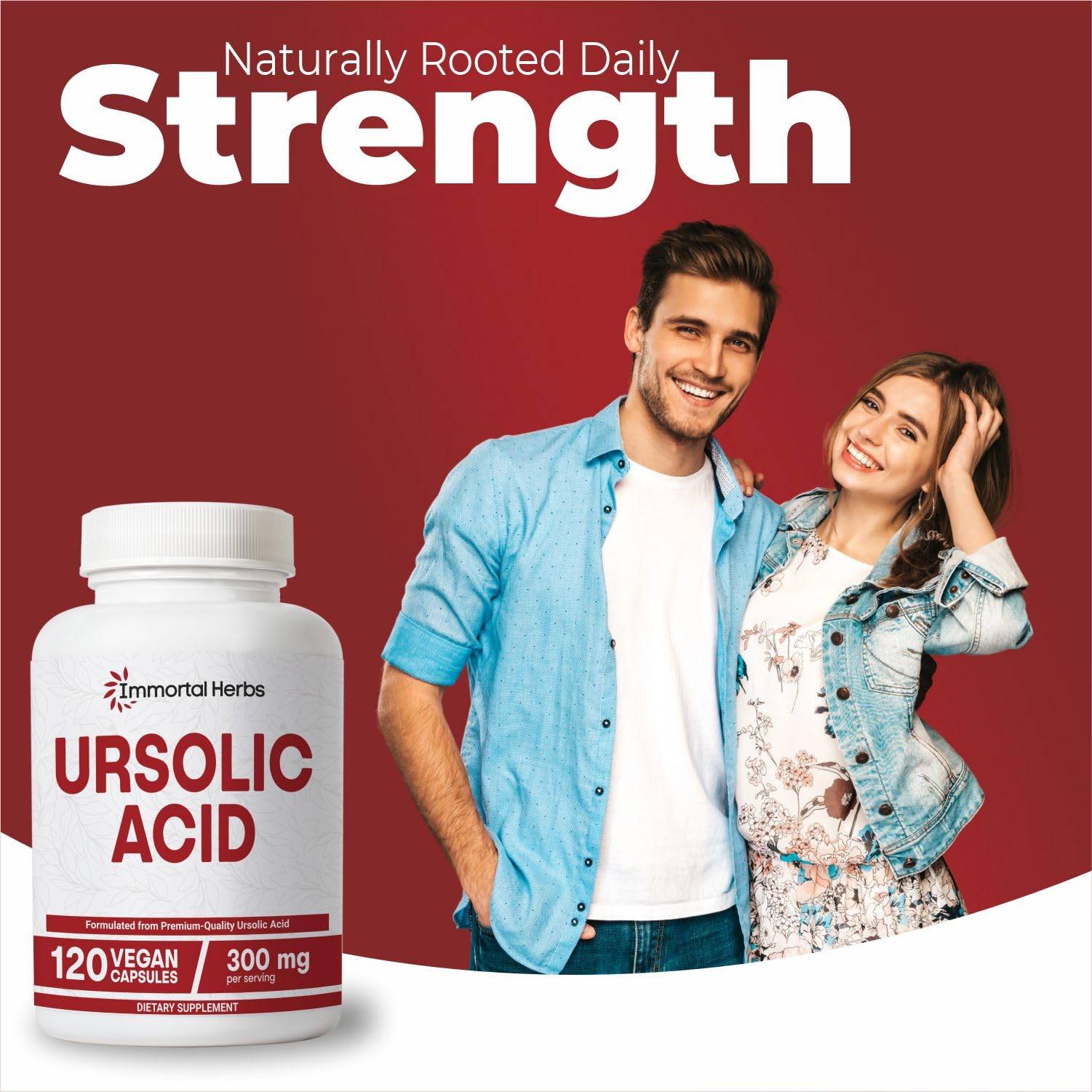 Immortal Herbs Pure Ursolic Acid Supplement 300mg, 120 Pills, Rosemary Leaf Extract Powder, Non-GMO and Gluten-Free Ursolic Acid Capsules for Women and Men Immortal HerbsAu supplements