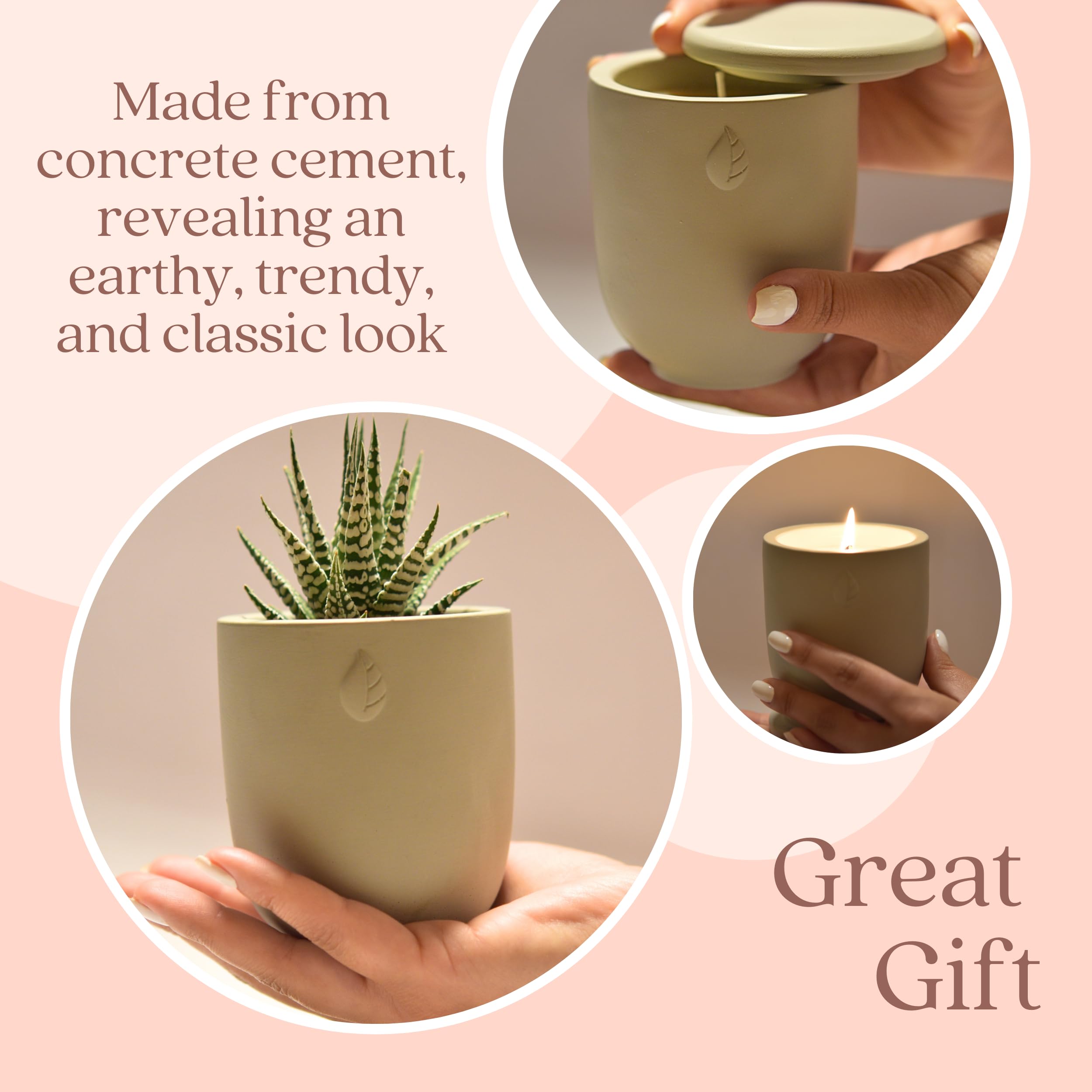 CandlePlanter Concrete Cement Candle Planter - Candles for Home Scented, Soy Candles CANDLEPLANTERAu supplements