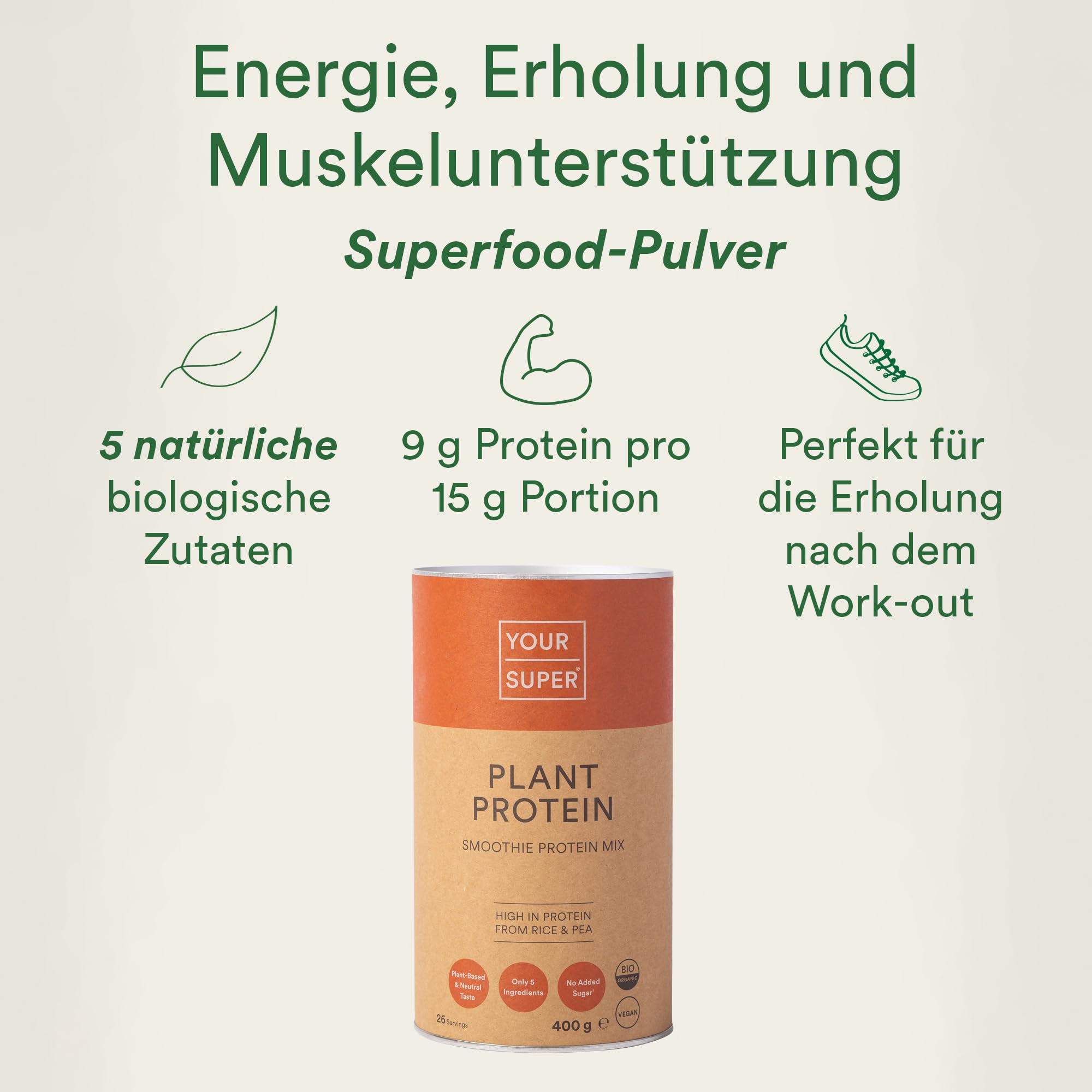 Your Super Plant Protein Organic Superfood Powder – Plant Based Protein Powder for Muscle Growth Your SuperAu supplements