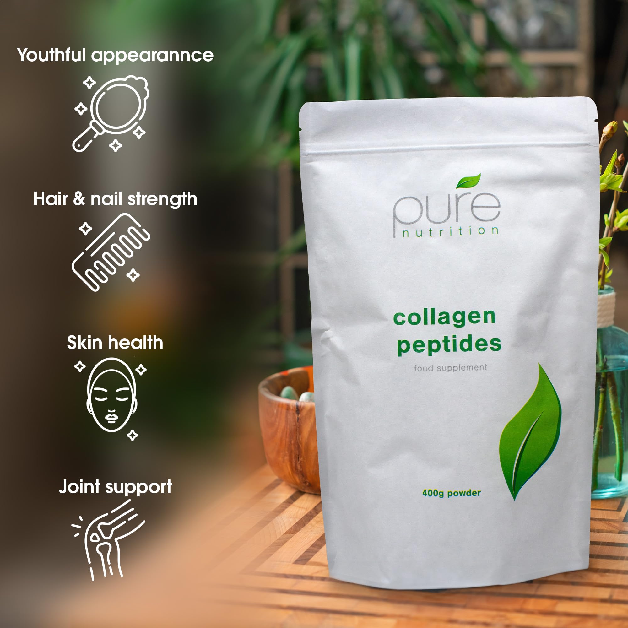 Pure Collagen Powder, Bovine Collagen Peptides Powder by Pure 400g PureAu supplements