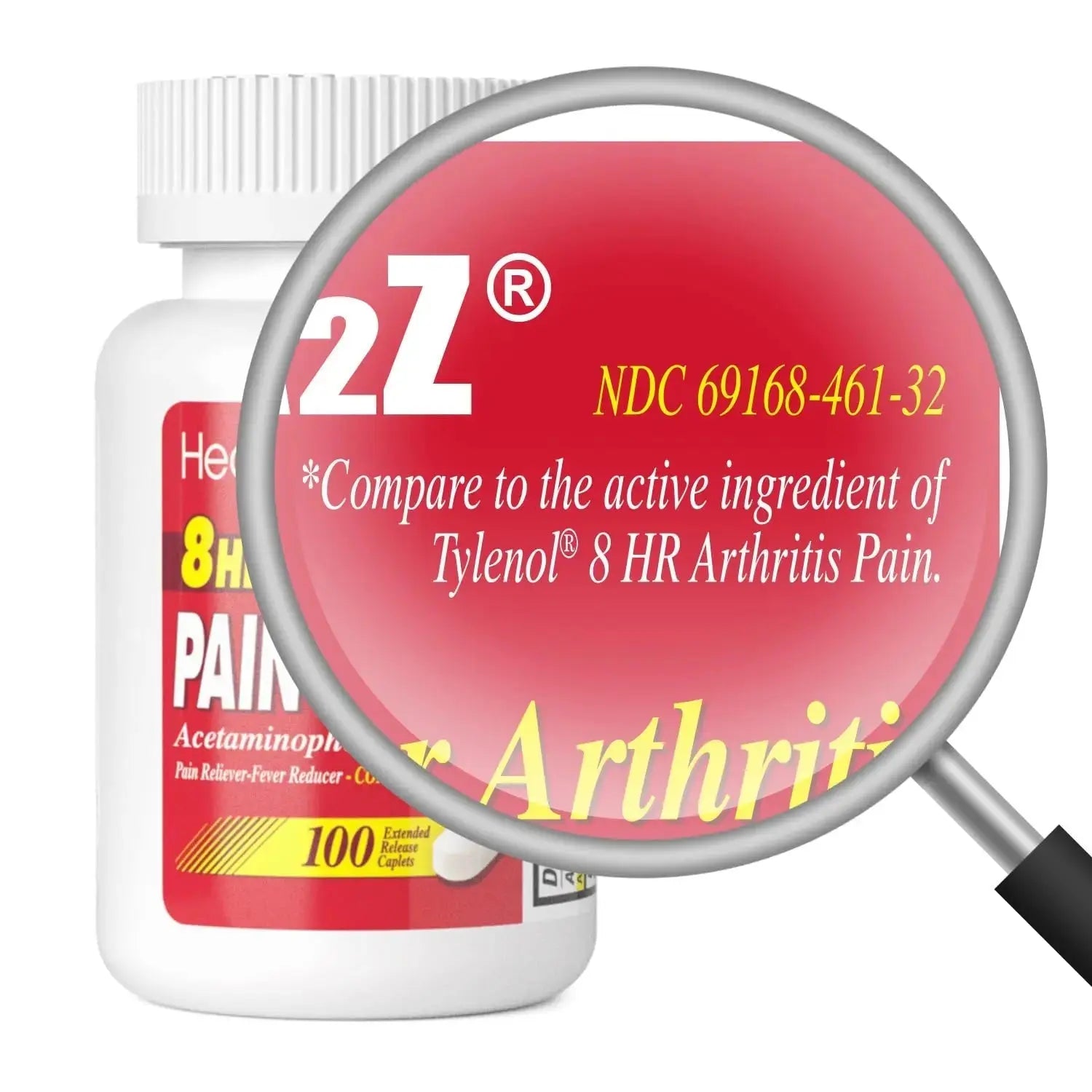 HealthA2Z® Pain Relief Extended Release | Acetaminophen 650mg | 8 Hours | Arthiritis Pain | Pain Reliever - Fever Reducer | Contains no Aspirin (100 Count) HealthA2ZAu supplements